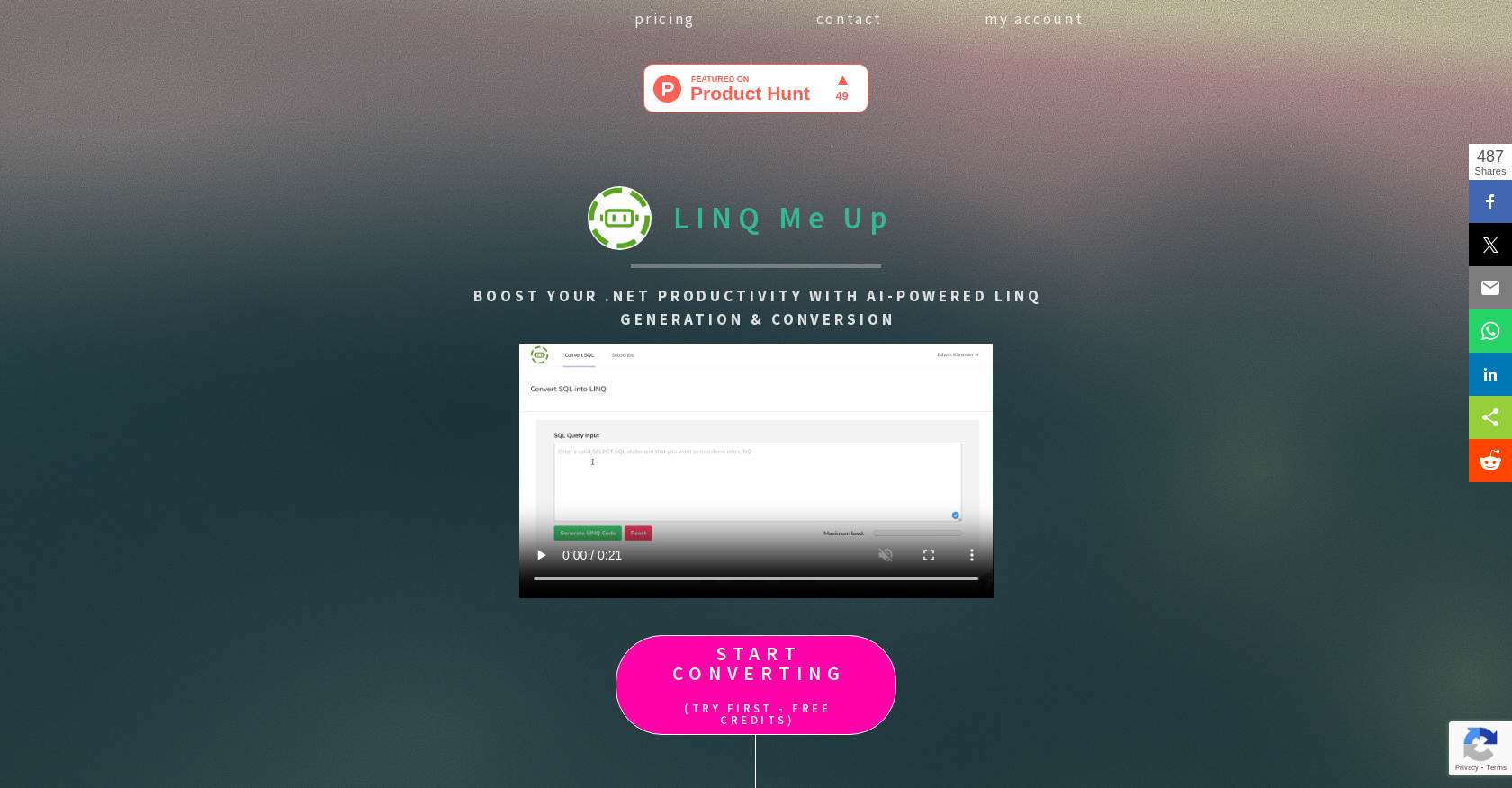 LINQ Me Up - Screenshot showing the interface and features of this AI tool