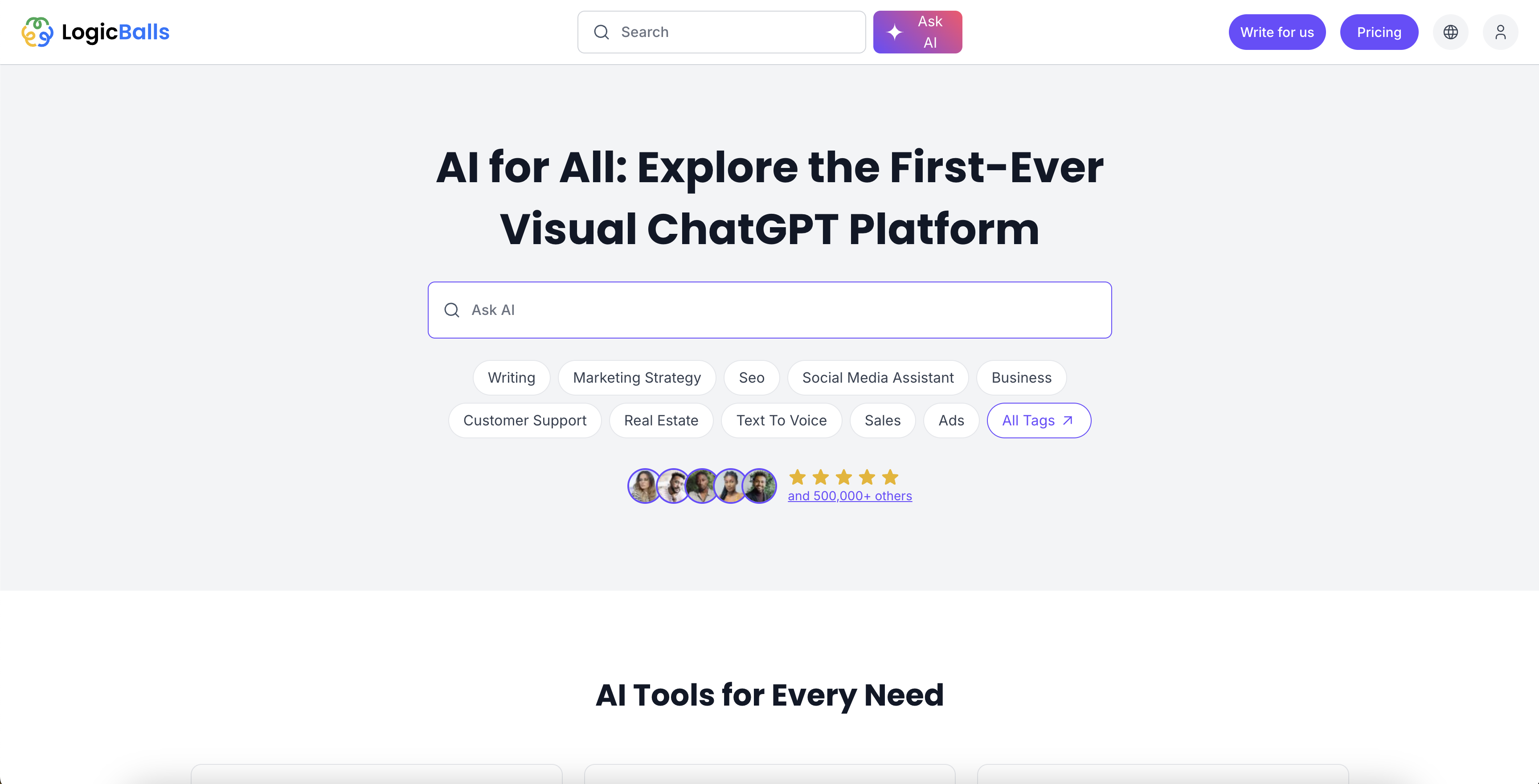 Logicballs - Screenshot showing the interface and features of this AI tool