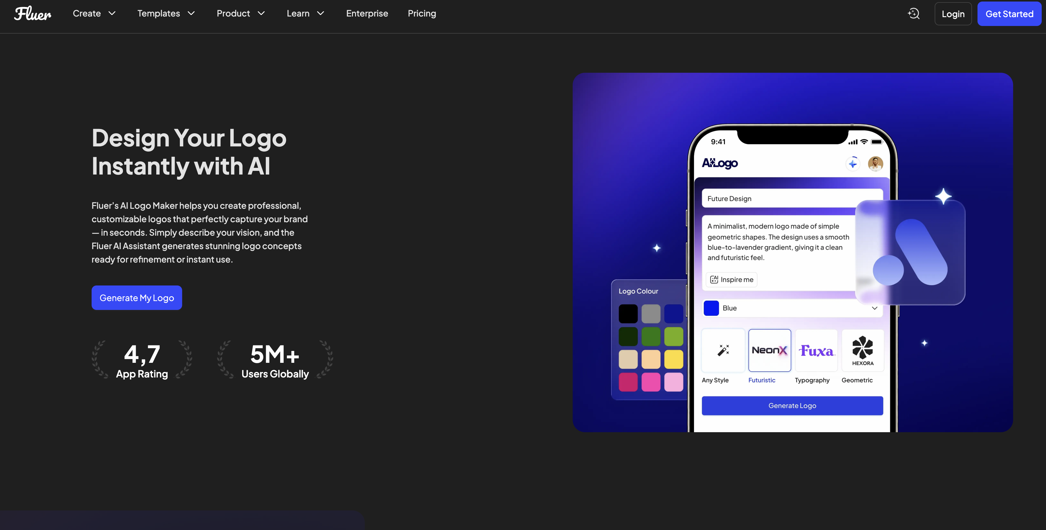 Logo Maker by Fluer - Screenshot showing the interface and features of this AI tool