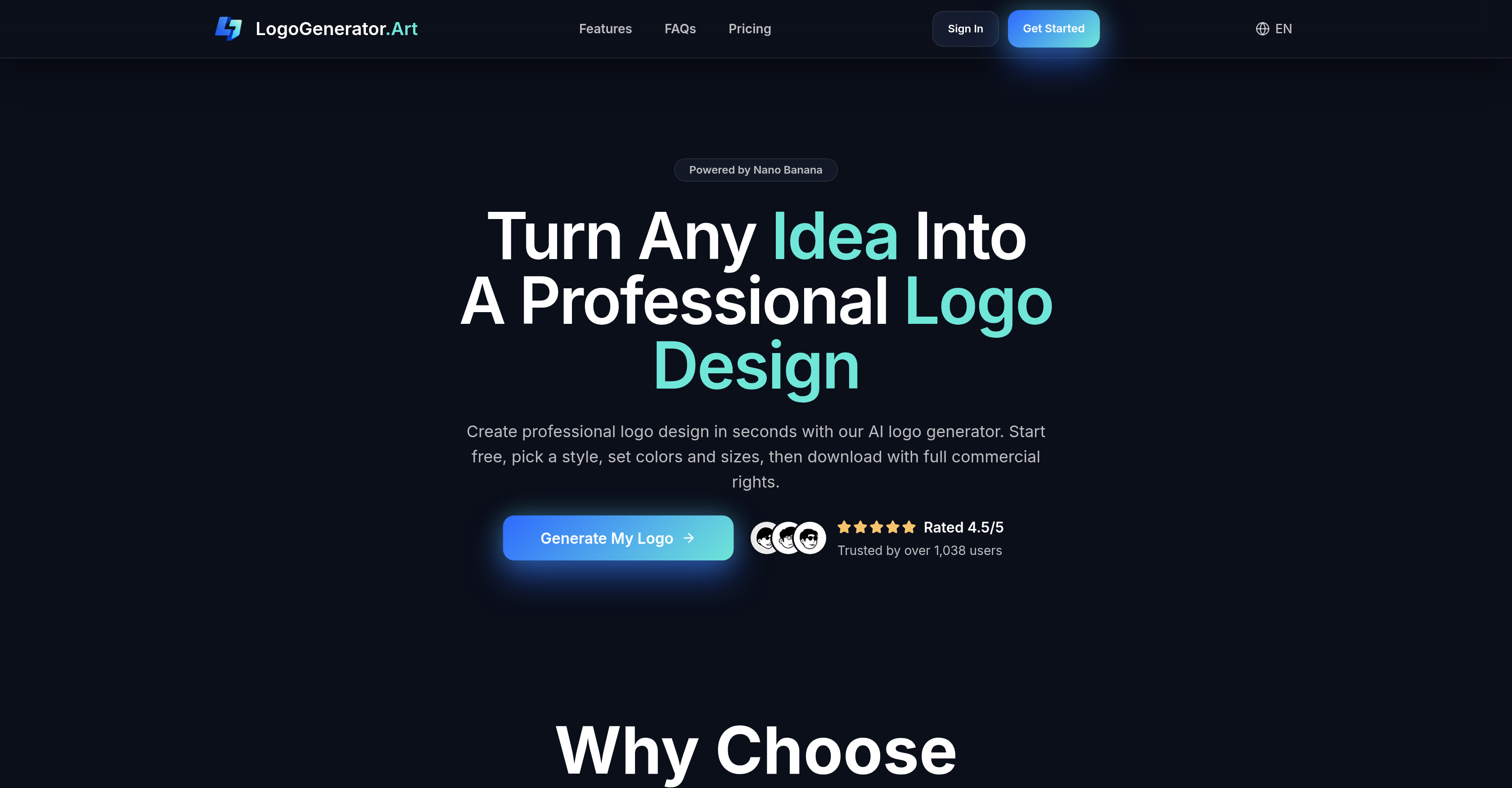 LogoGenerator.Art - Screenshot showing the interface and features of this AI tool