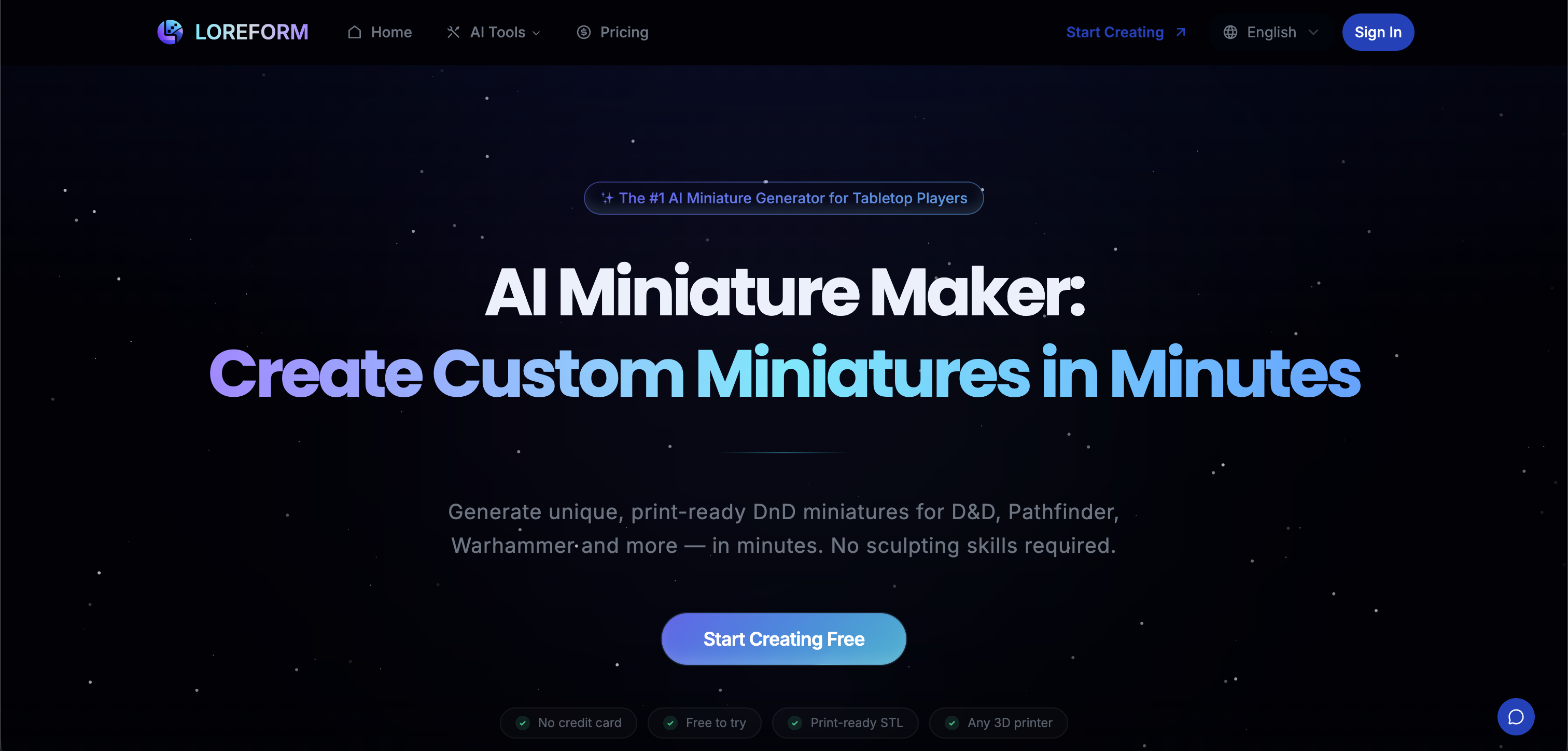 Loreform - Screenshot showing the interface and features of this AI tool