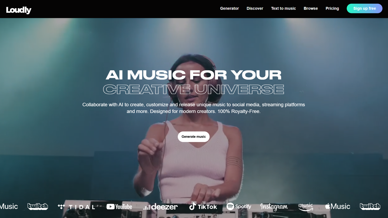 Loudly - Screenshot showing the interface and features of this AI tool