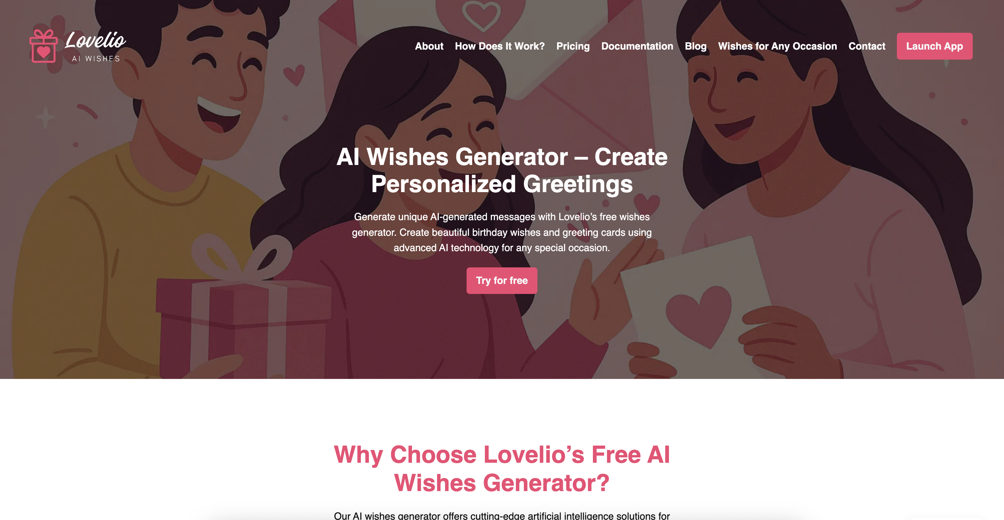 Lovelio - AI Wishes - Screenshot showing the interface and features of this AI tool