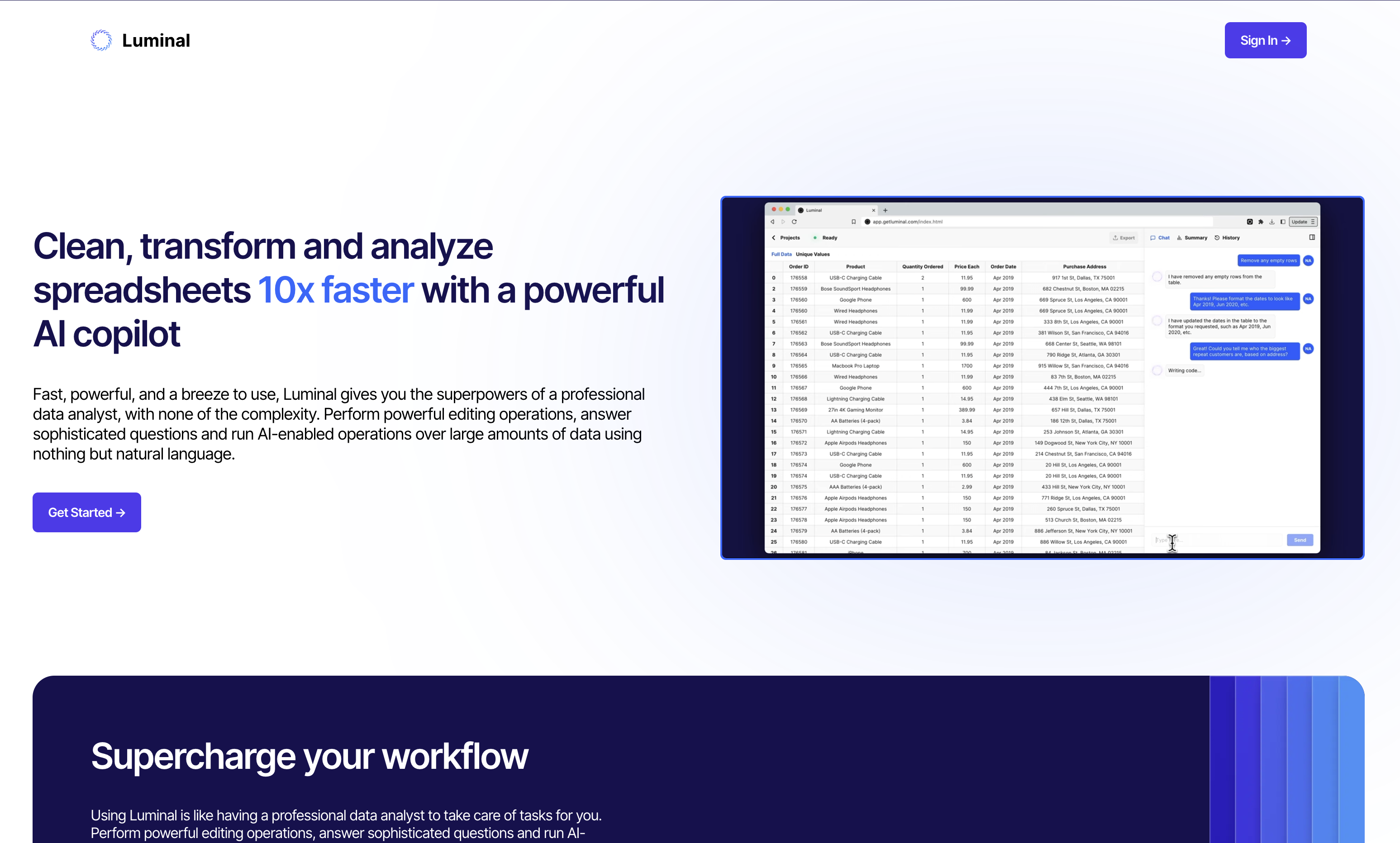 Luminal - Screenshot showing the interface and features of this AI tool