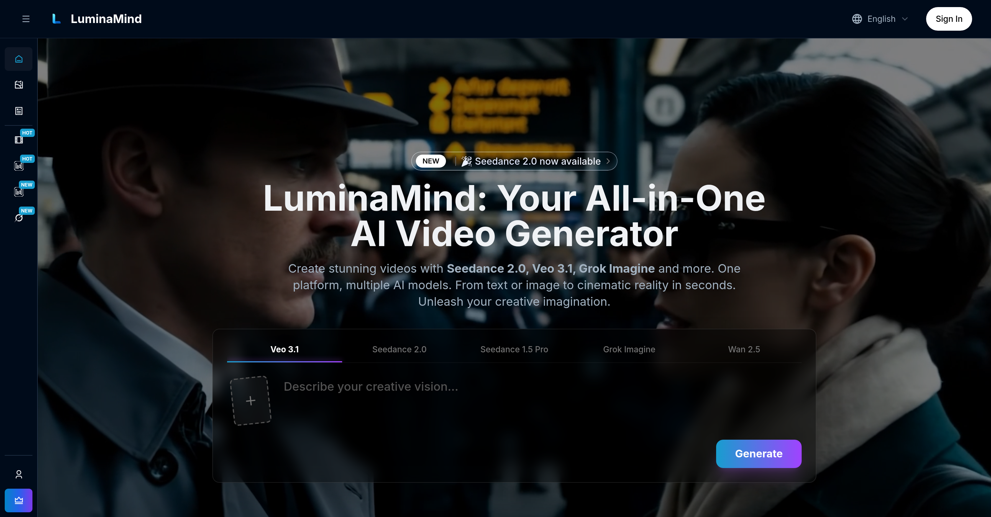 LuminaMind - Screenshot showing the interface and features of this AI tool