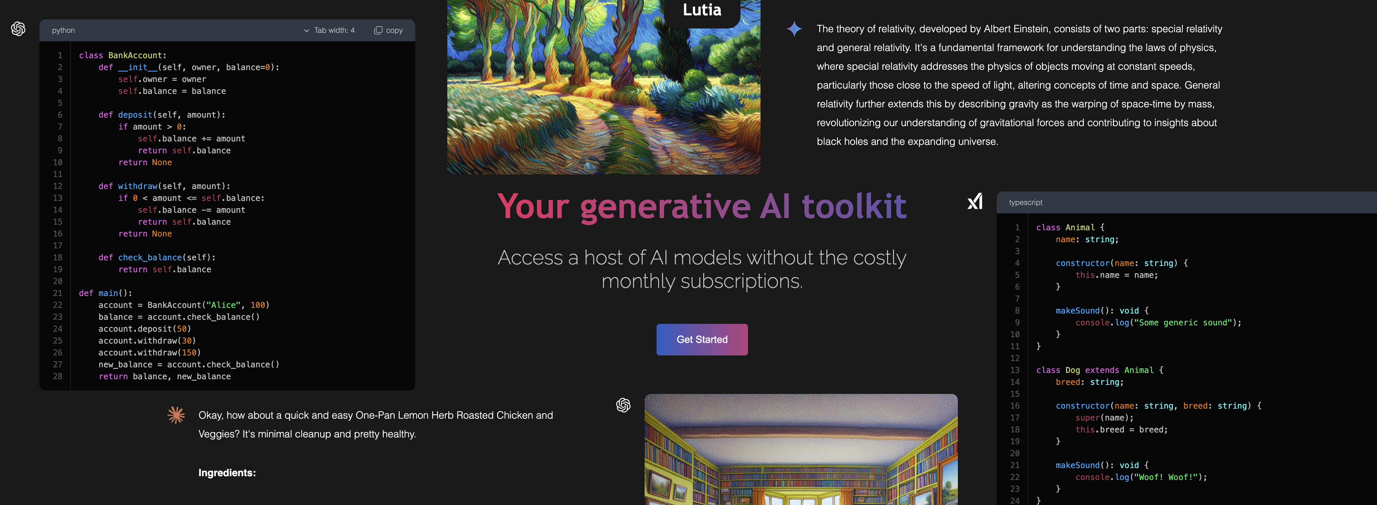 Lutia - Screenshot showing the interface and features of this AI tool