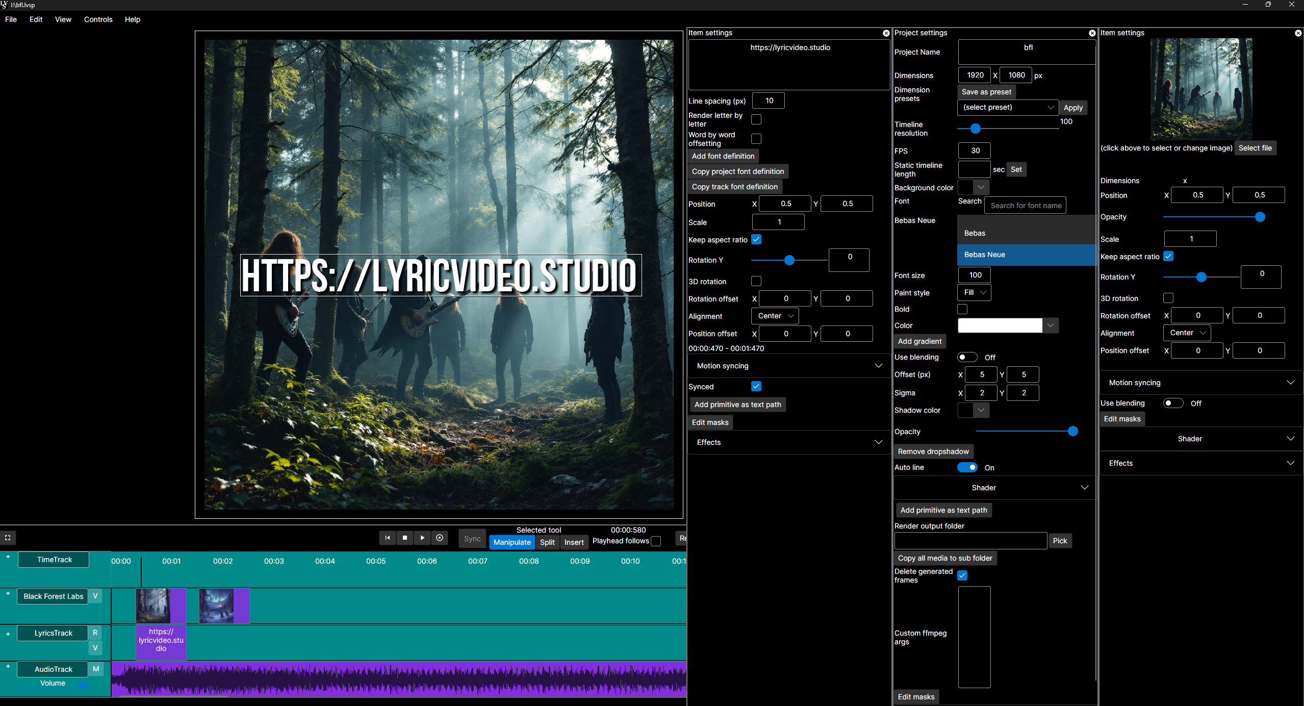 Lyric Video Studio - Screenshot showing the interface and features of this AI tool