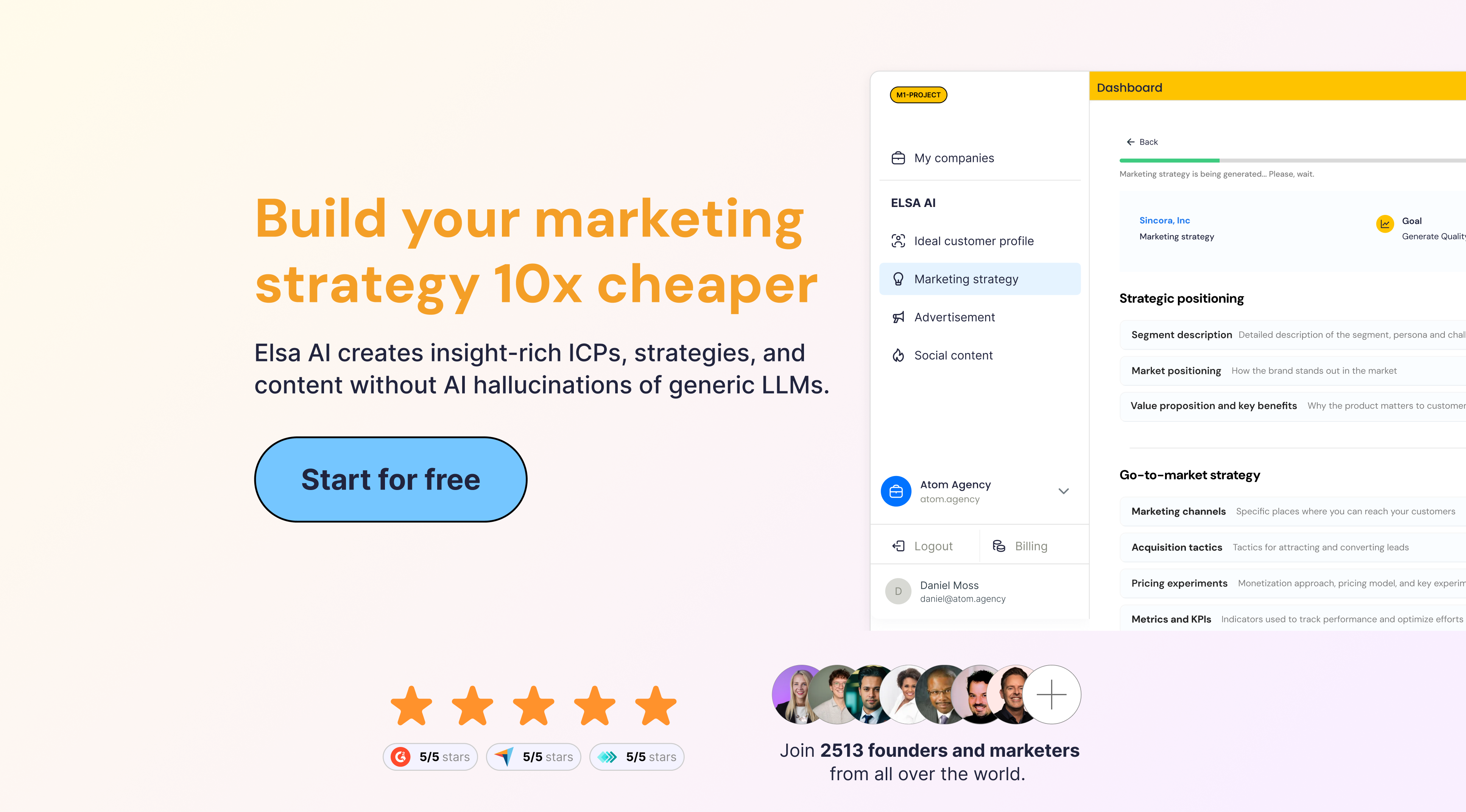 Marketing Assistant (Elsa AI)v1.1 - Screenshot showing the interface and features of this AI tool