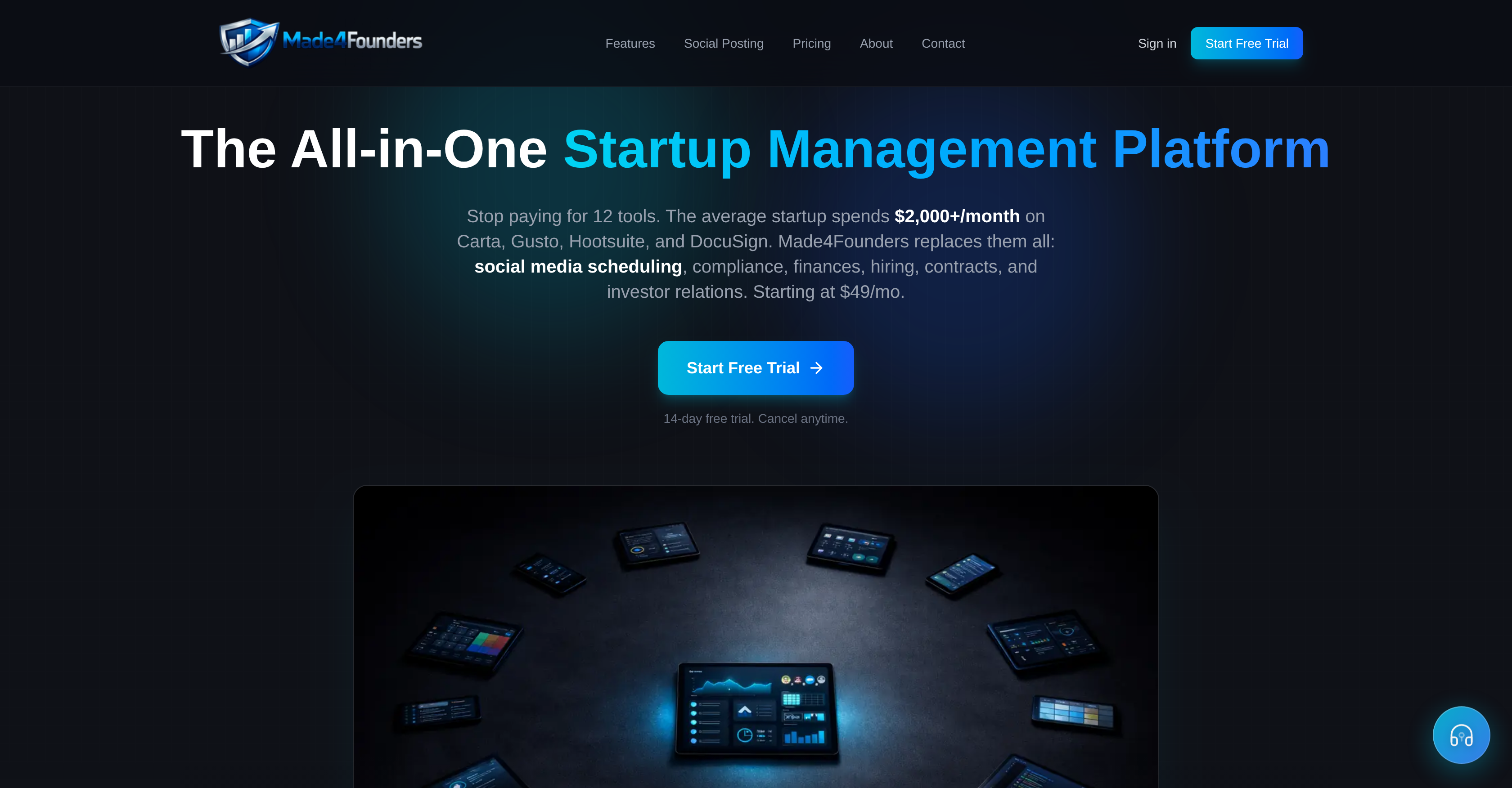 Made4Founders - Screenshot showing the interface and features of this AI tool