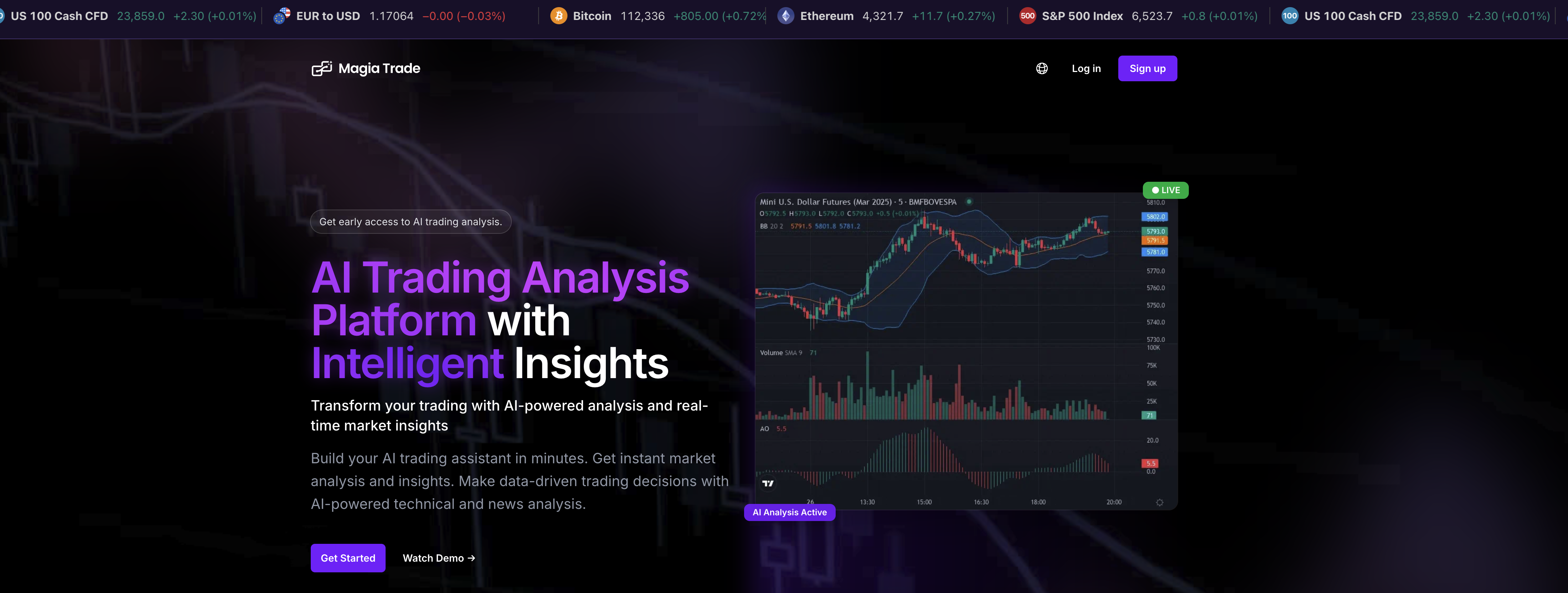 Magia Trade - Screenshot showing the interface and features of this AI tool