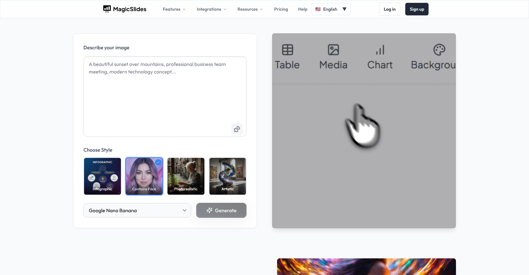 MagicSlides.app AI Image Generator - Screenshot showing the interface and features of this AI tool