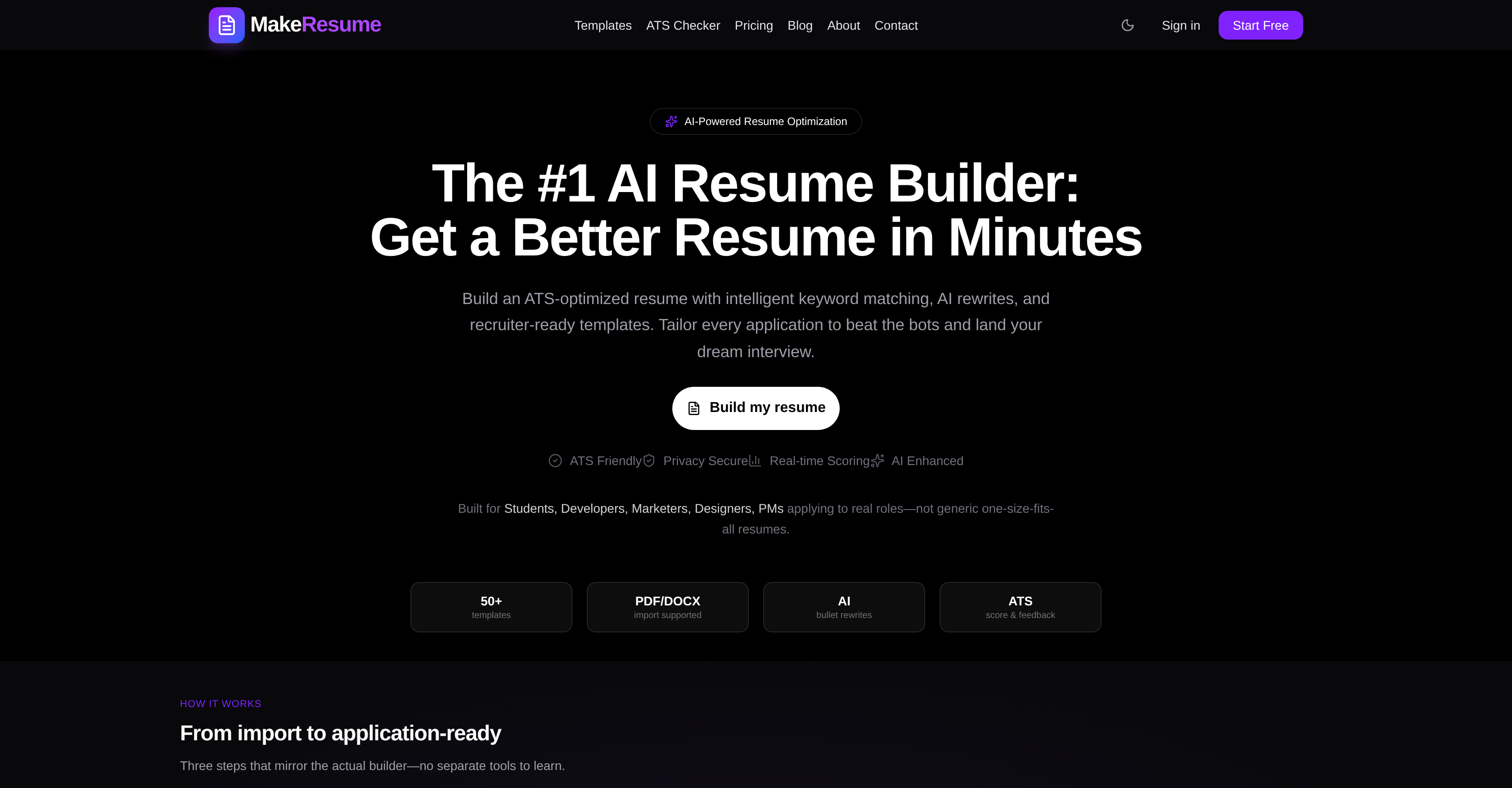 MakeResume - Screenshot showing the interface and features of this AI tool