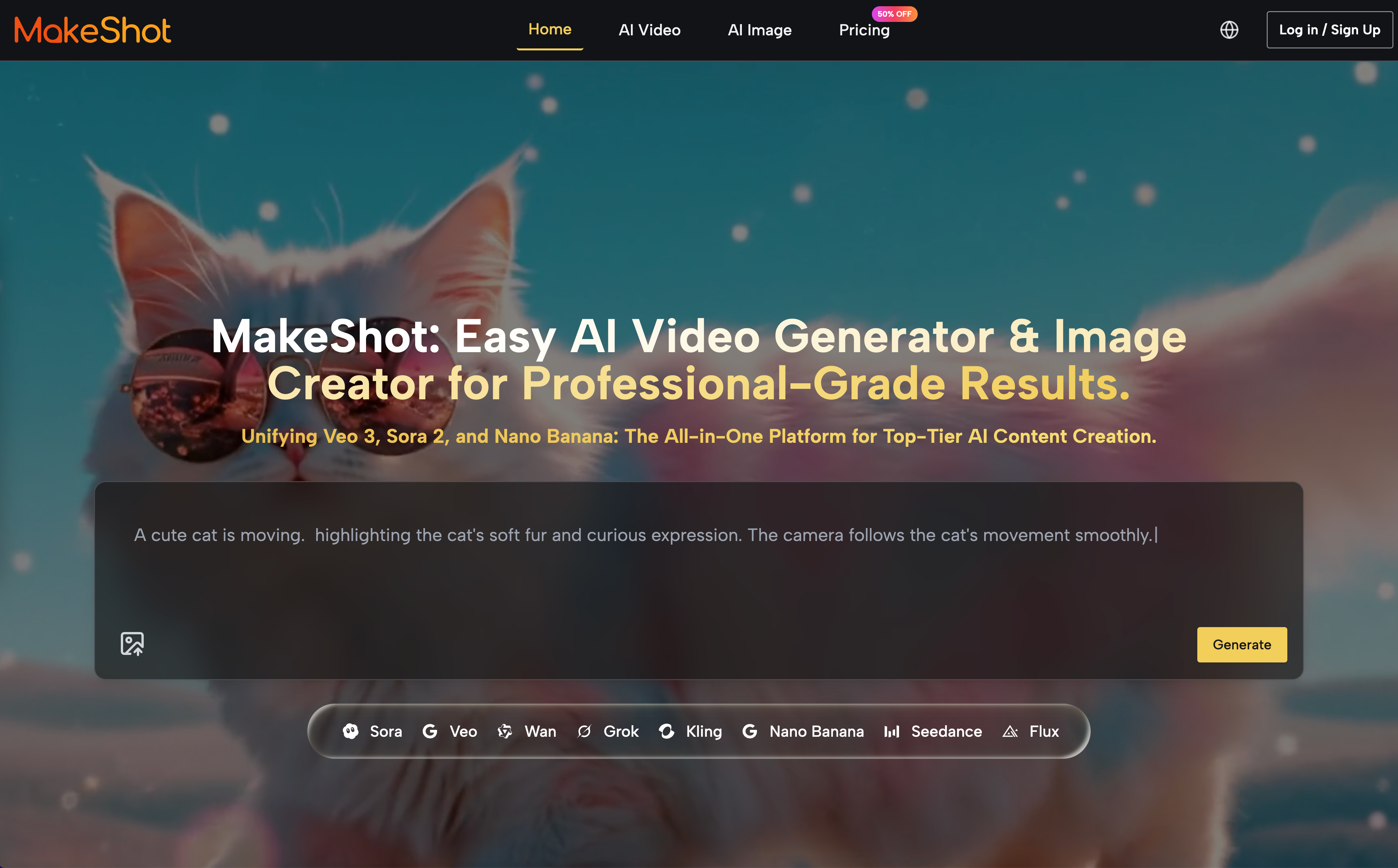 MakeShot AI - Screenshot showing the interface and features of this AI tool