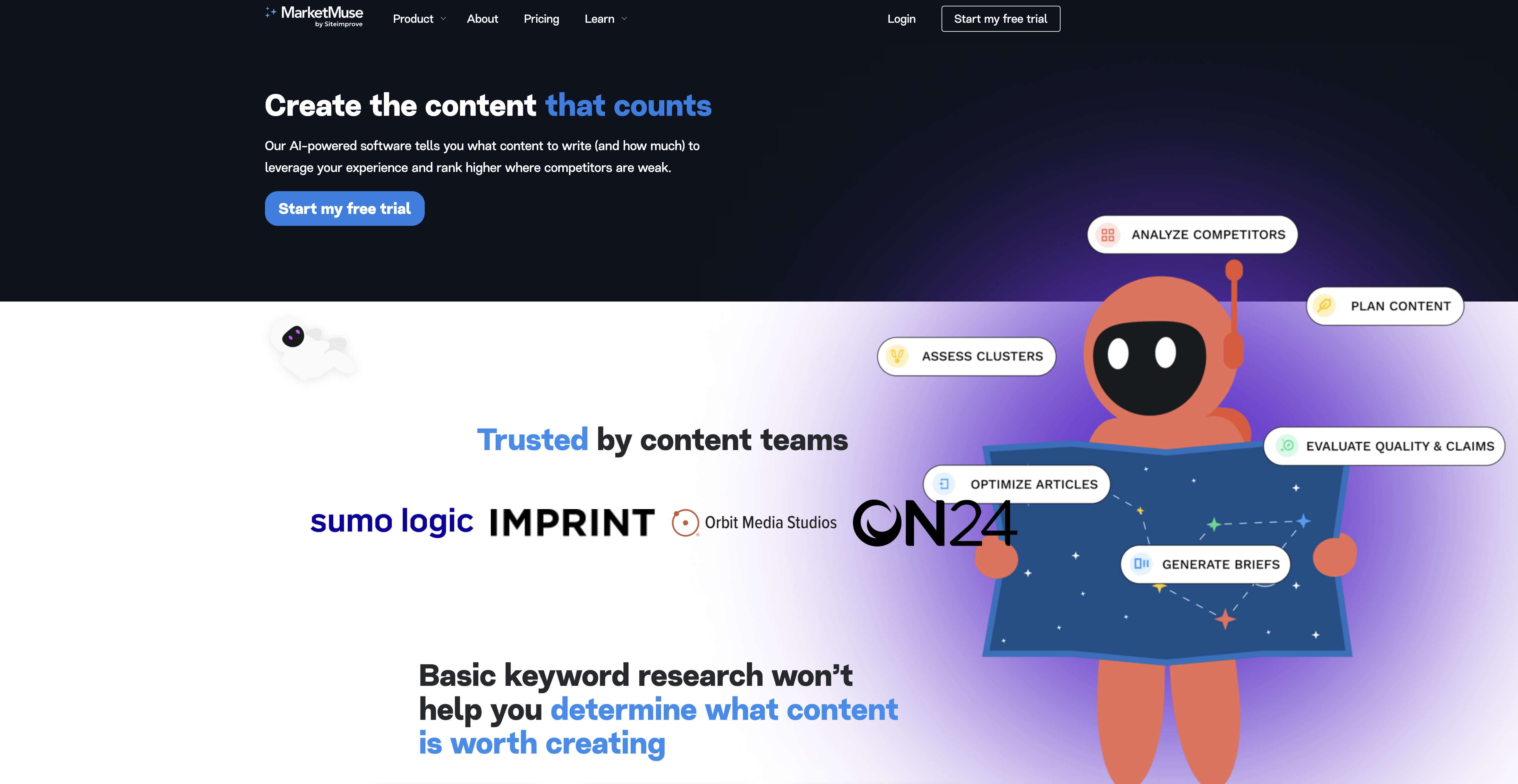 MarketMuse - Screenshot showing the interface and features of this AI tool