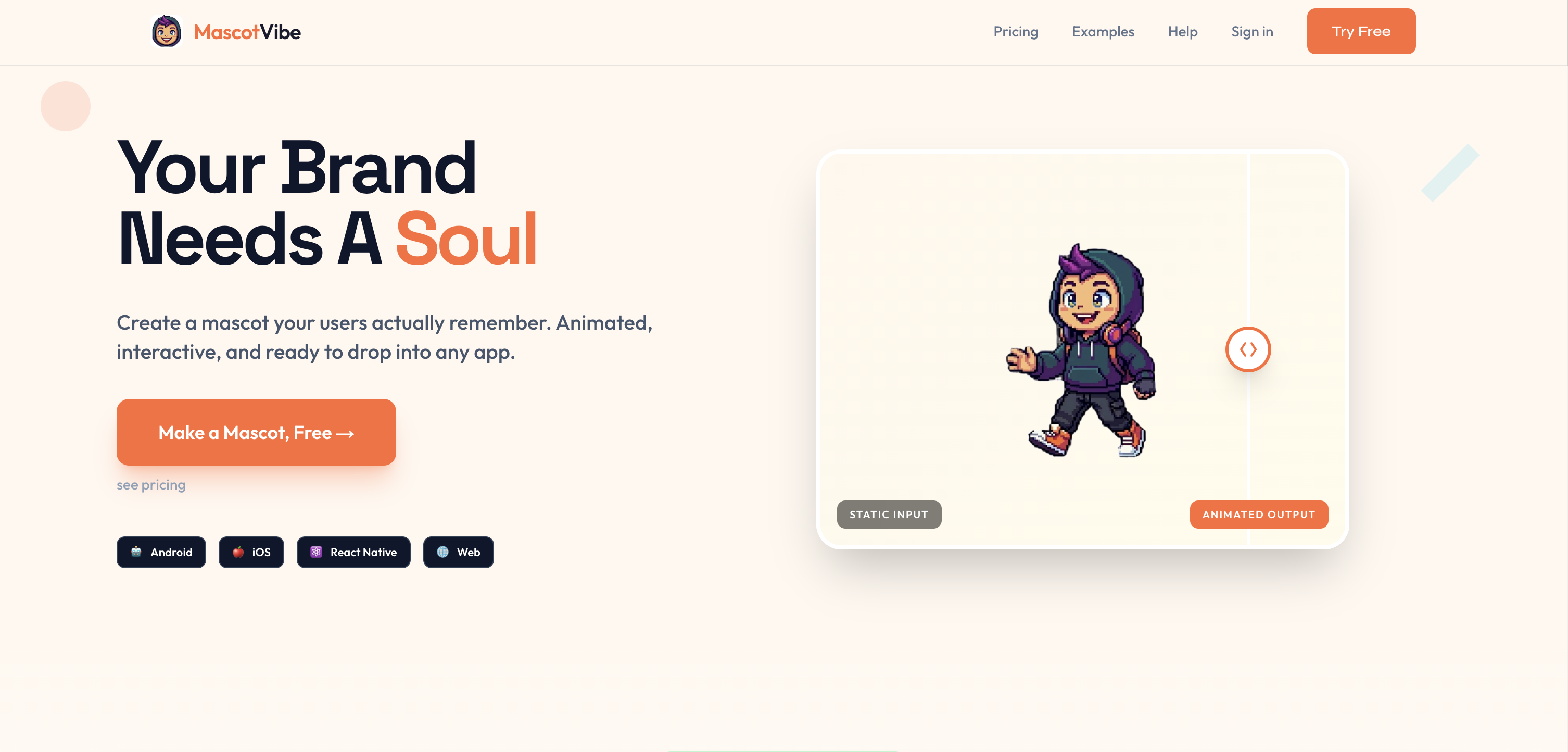 MascotVibe - Screenshot showing the interface and features of this AI tool