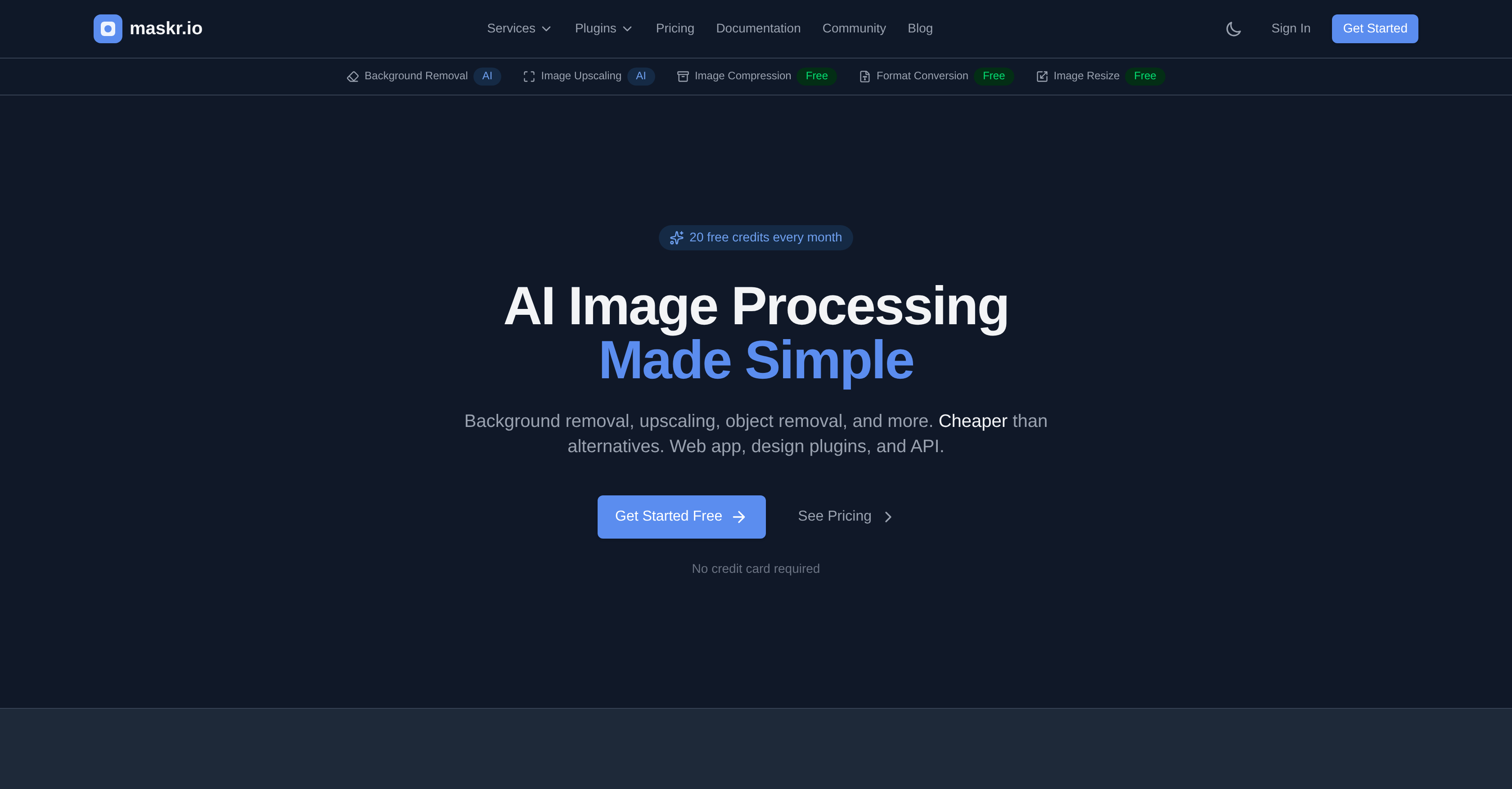 Maskr.io - Screenshot showing the interface and features of this AI tool