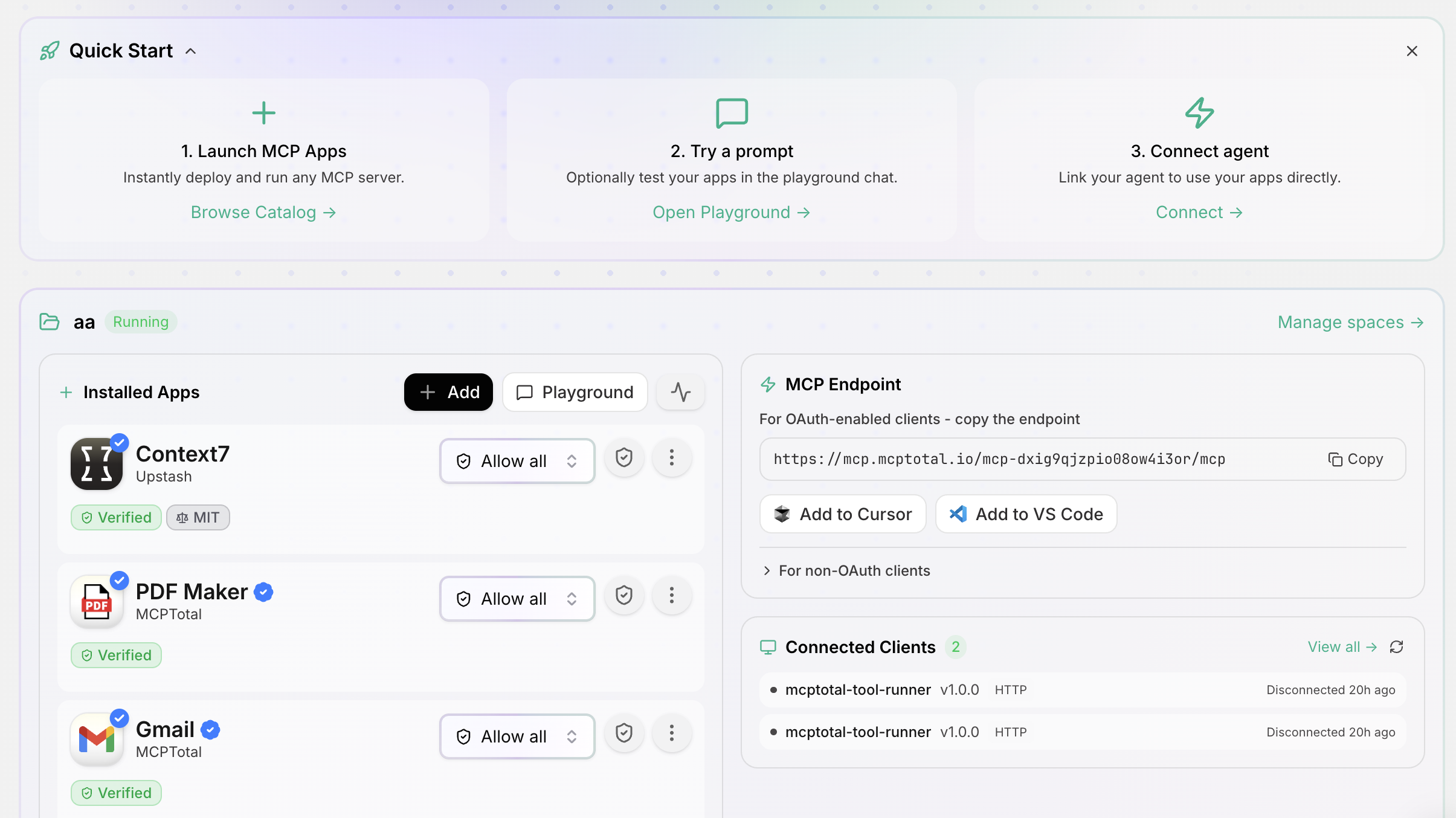 MCPTotal - Screenshot showing the interface and features of this AI tool