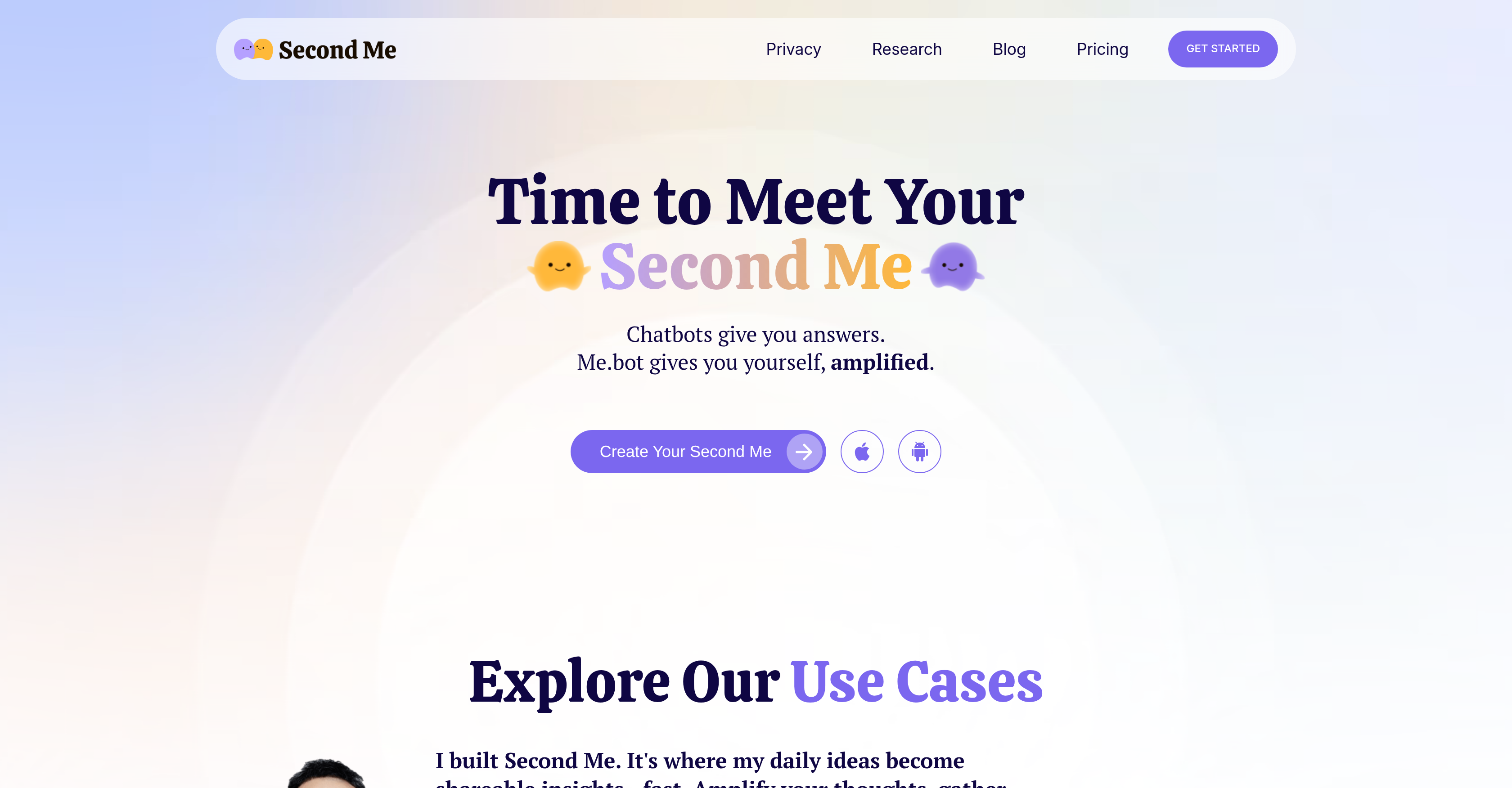 Me.bot - Screenshot showing the interface and features of this AI tool