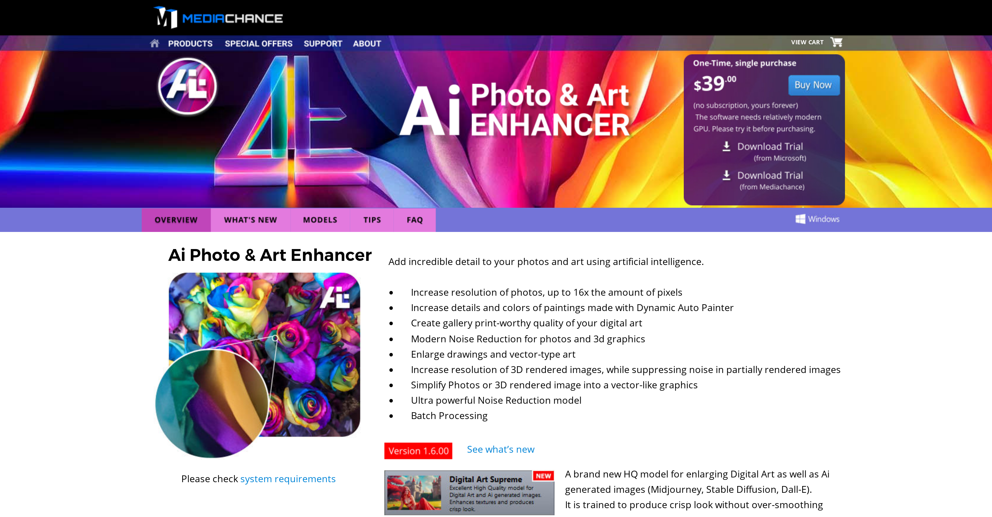 Mediachance - Screenshot showing the interface and features of this AI tool