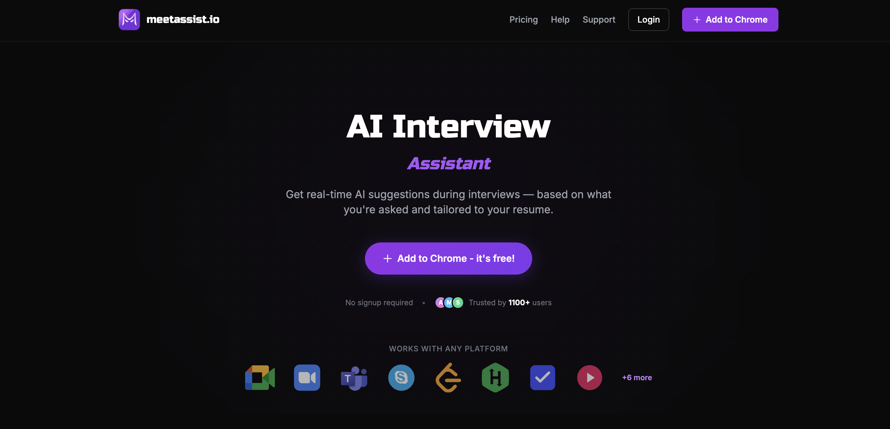 MeetAssist - Screenshot showing the interface and features of this AI tool
