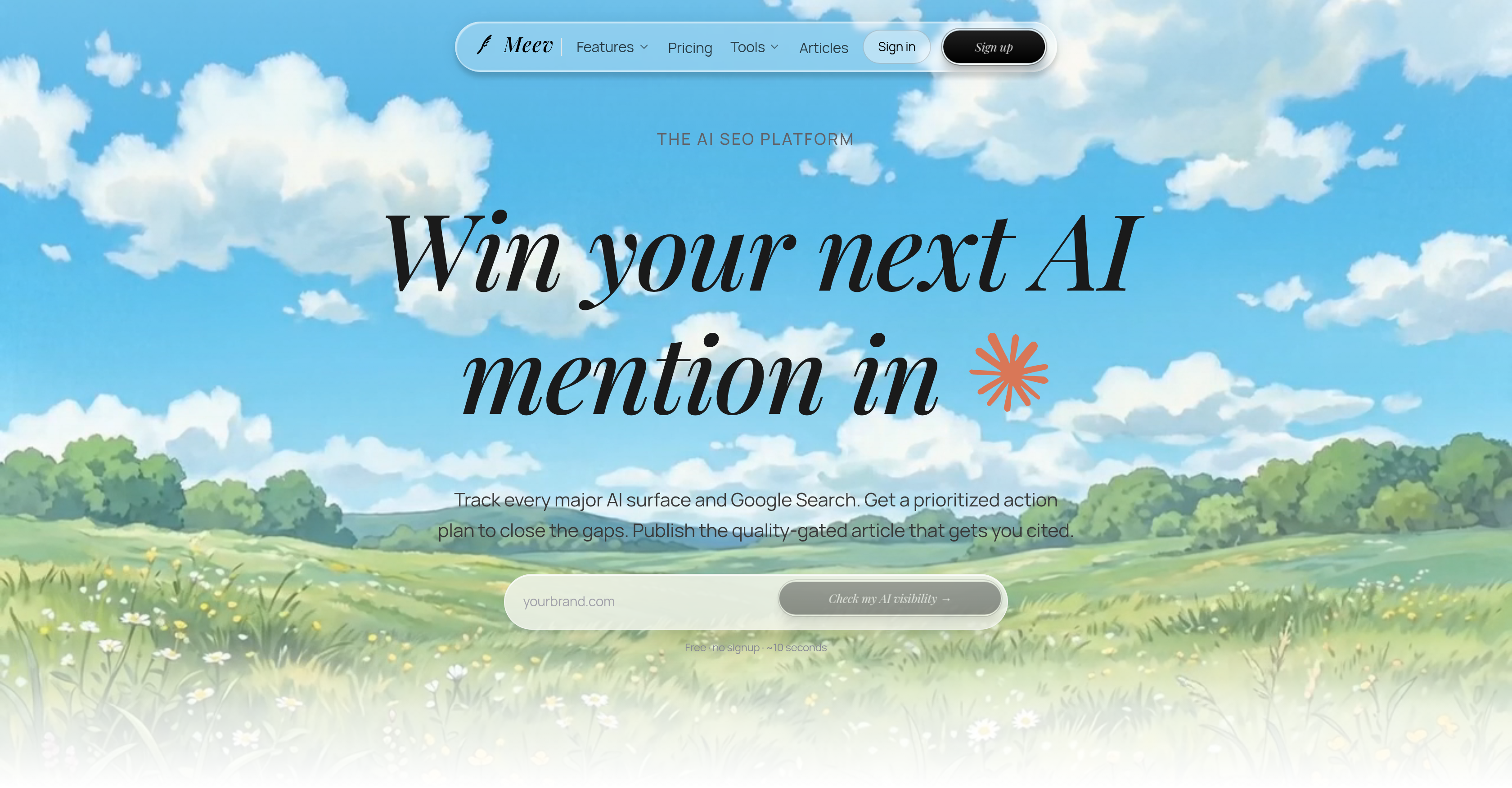 Meev - Screenshot showing the interface and features of this AI tool