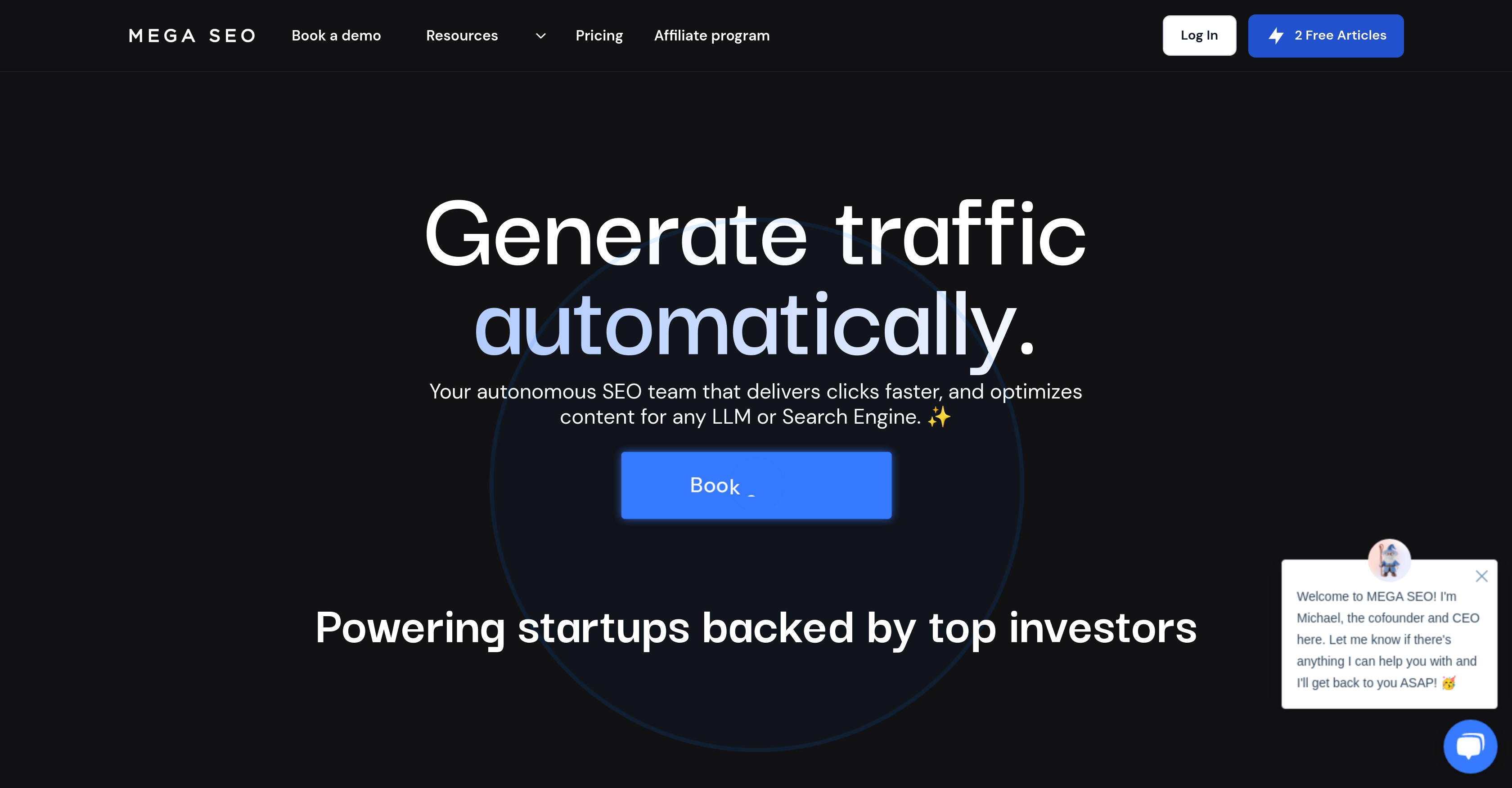 Mega SEO - Screenshot showing the interface and features of this AI tool