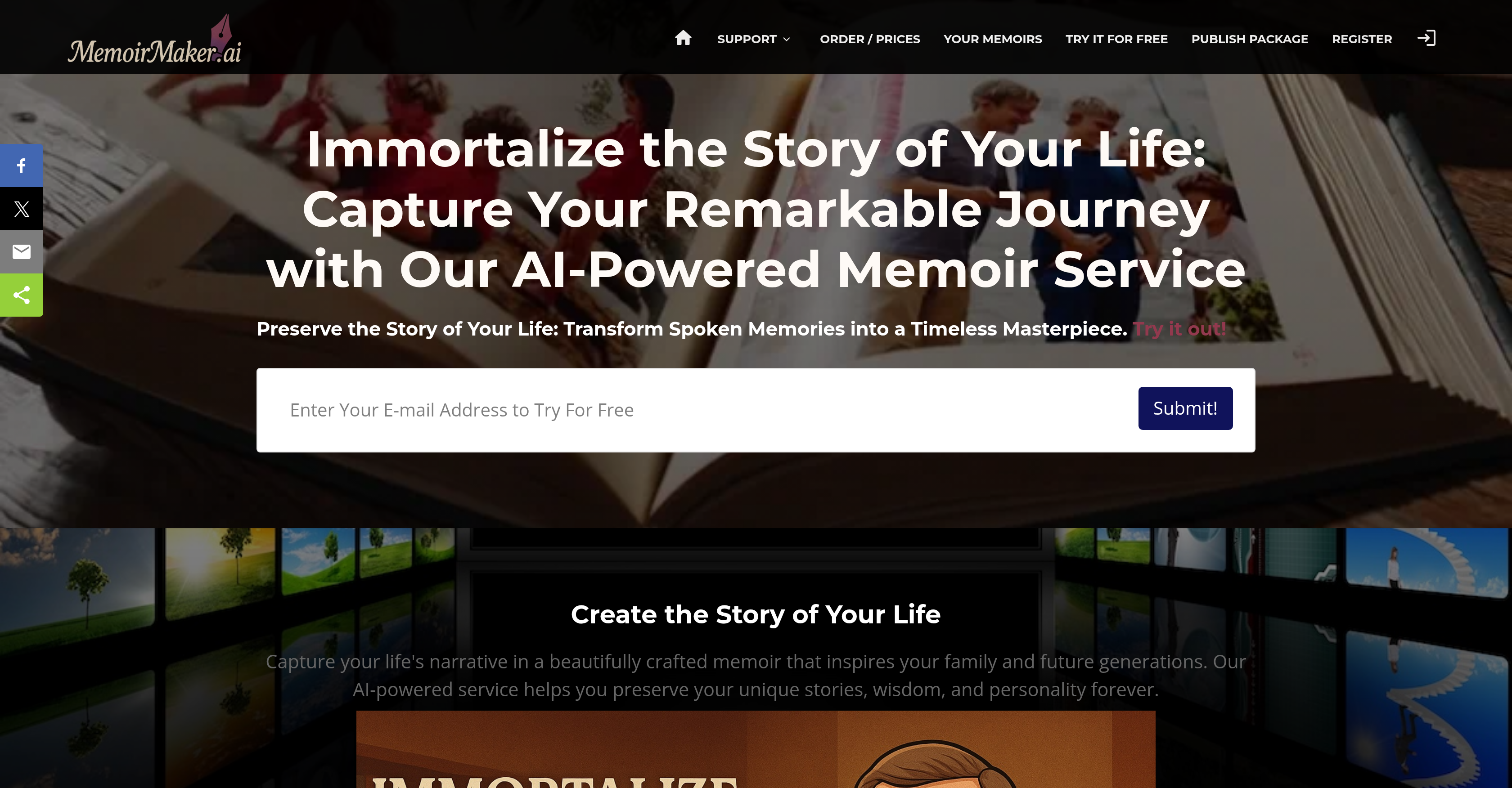 Memoir Maker - Screenshot showing the interface and features of this AI tool