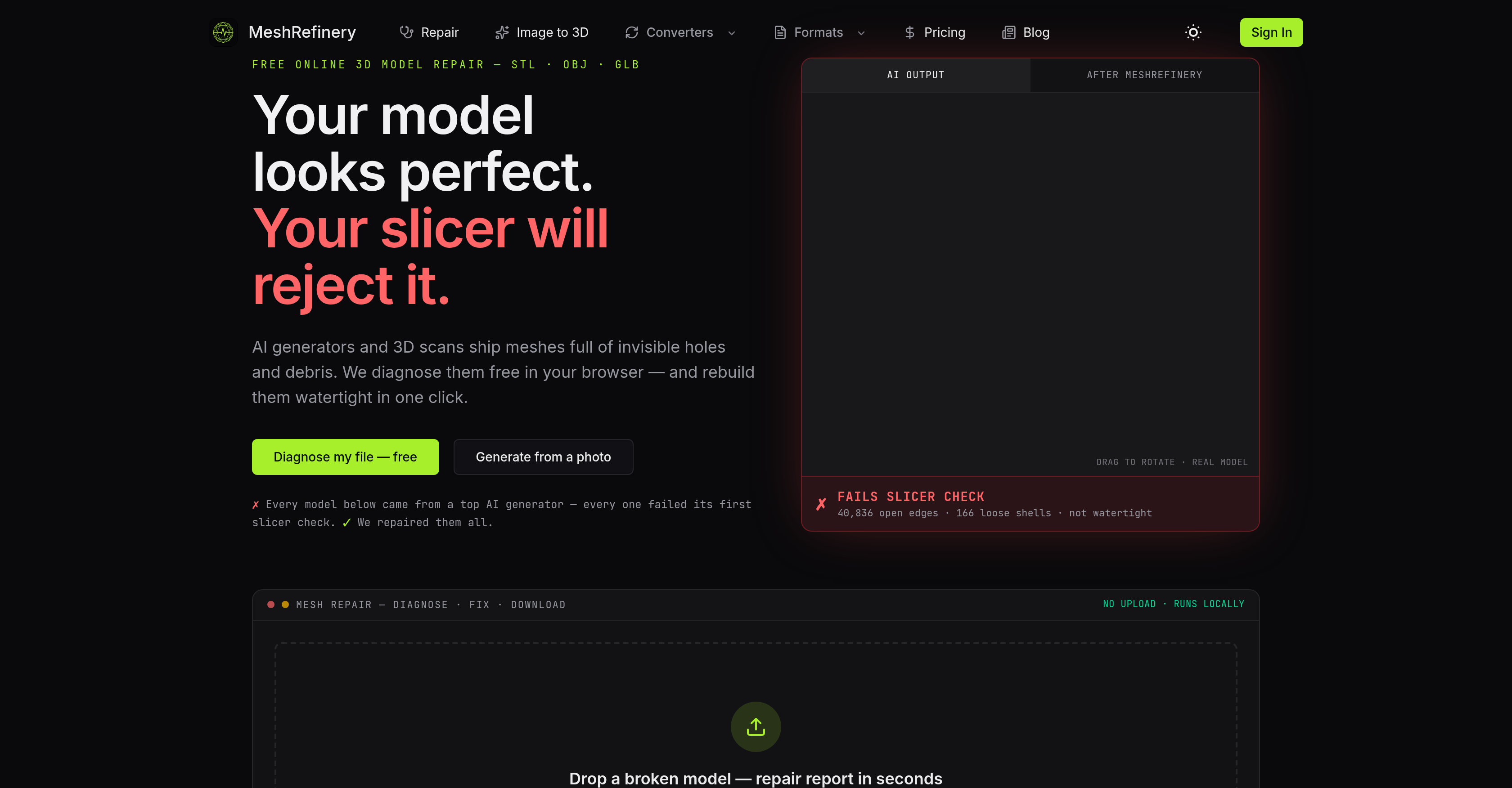 MeshRefinery - Screenshot showing the interface and features of this AI tool