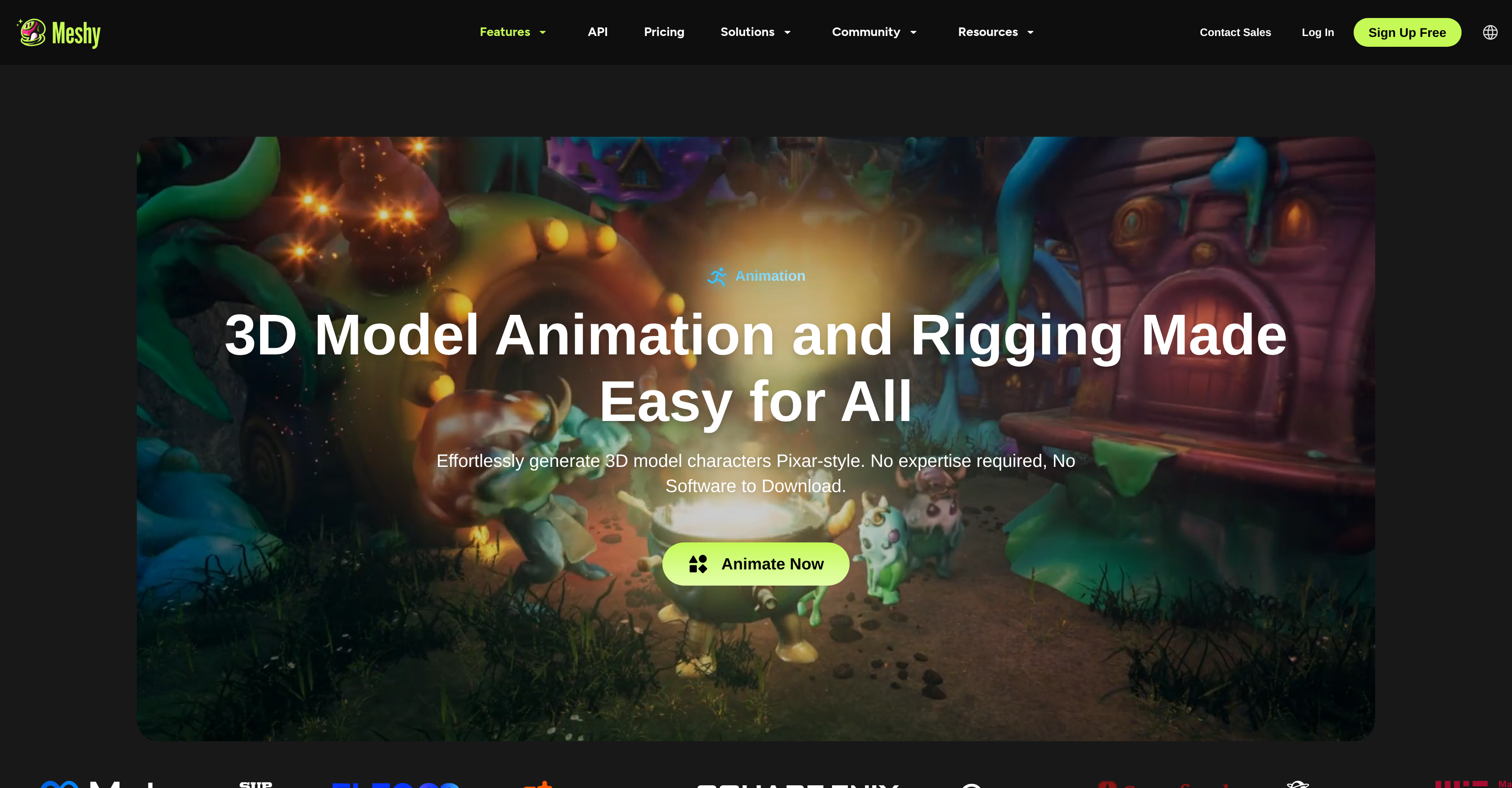 Meshy Character Animation - Screenshot showing the interface and features of this AI tool