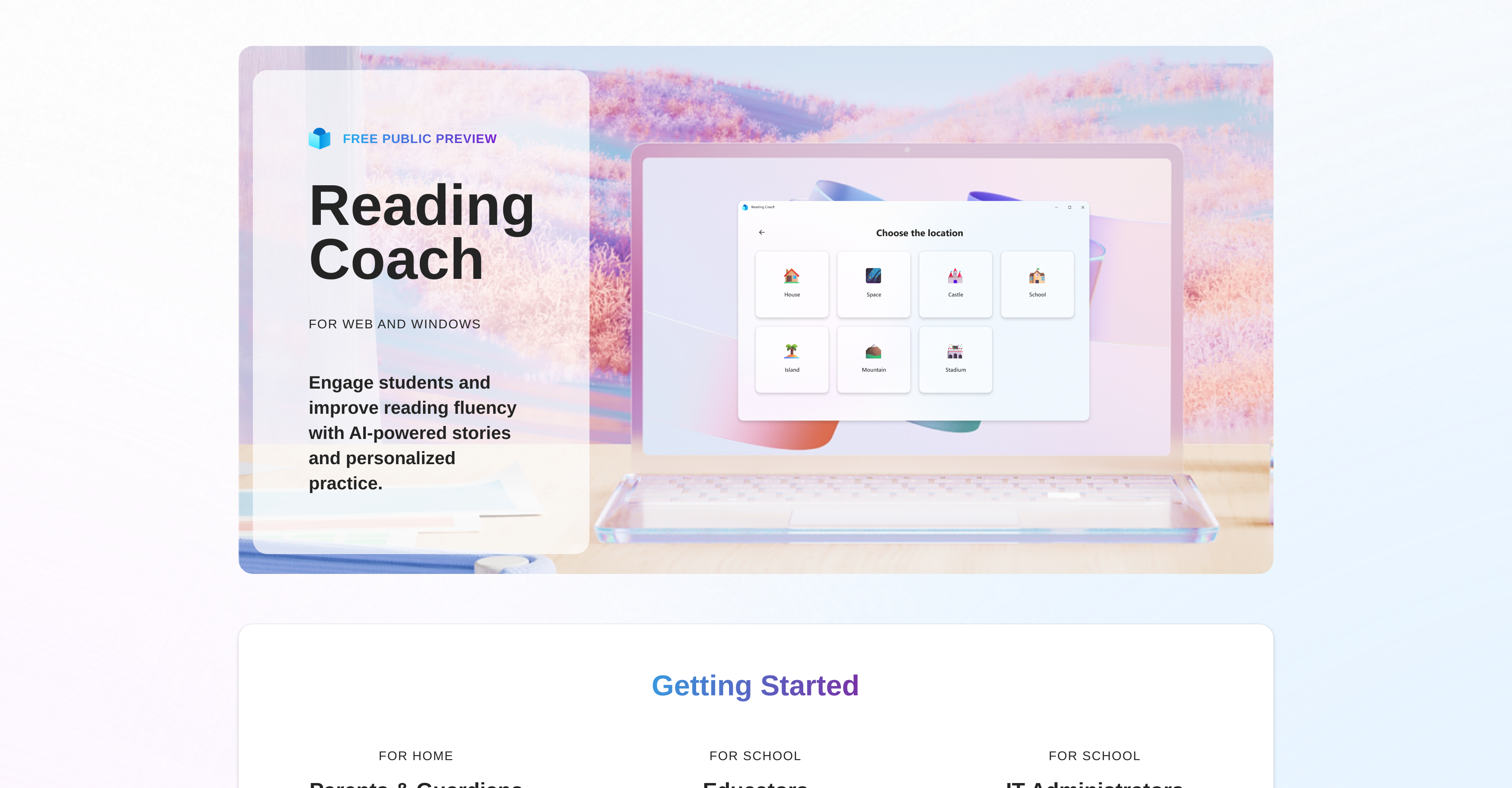 Microsoft Reading Coach - Screenshot showing the interface and features of this AI tool