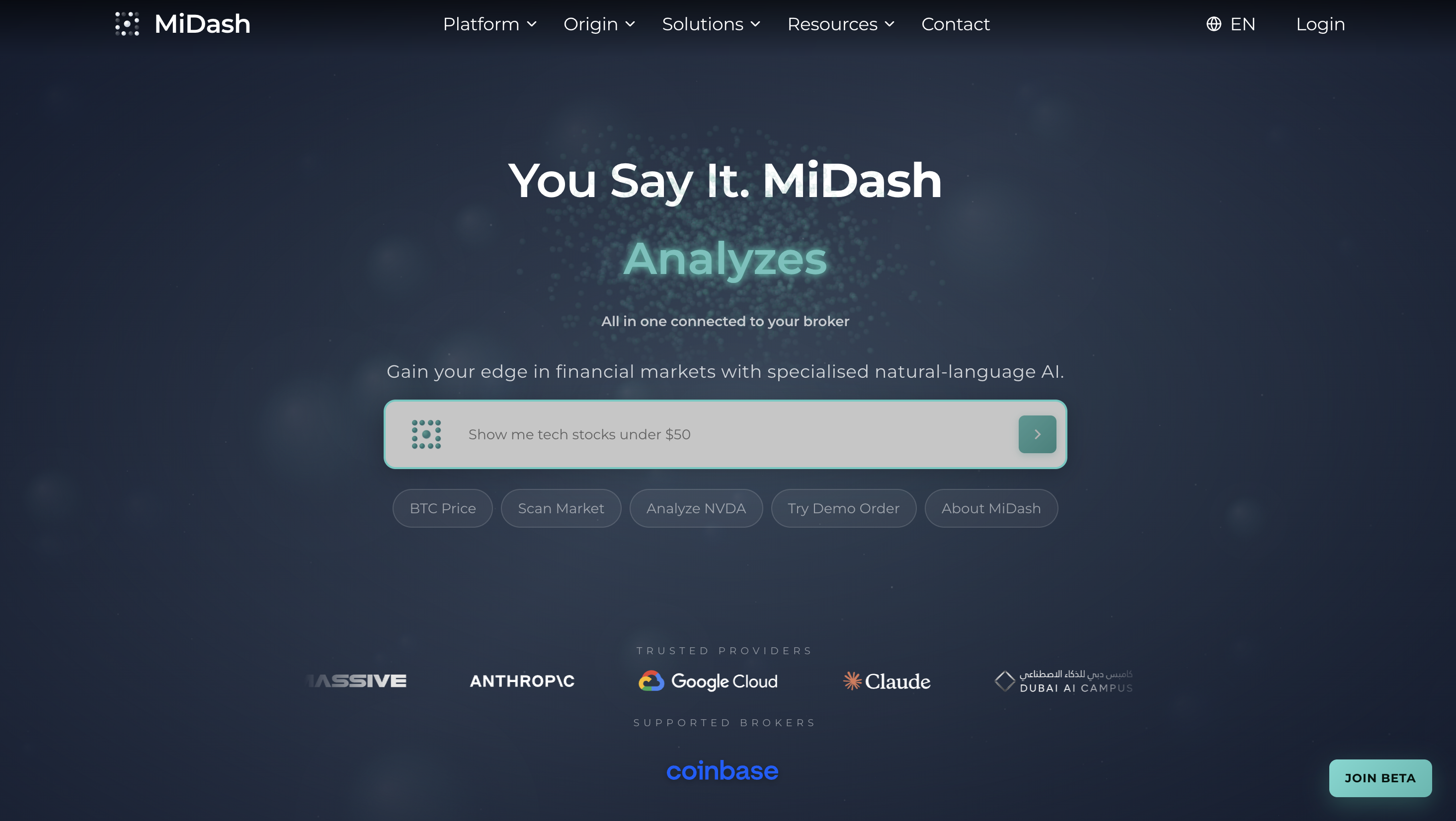 MiDash AI - Screenshot showing the interface and features of this AI tool