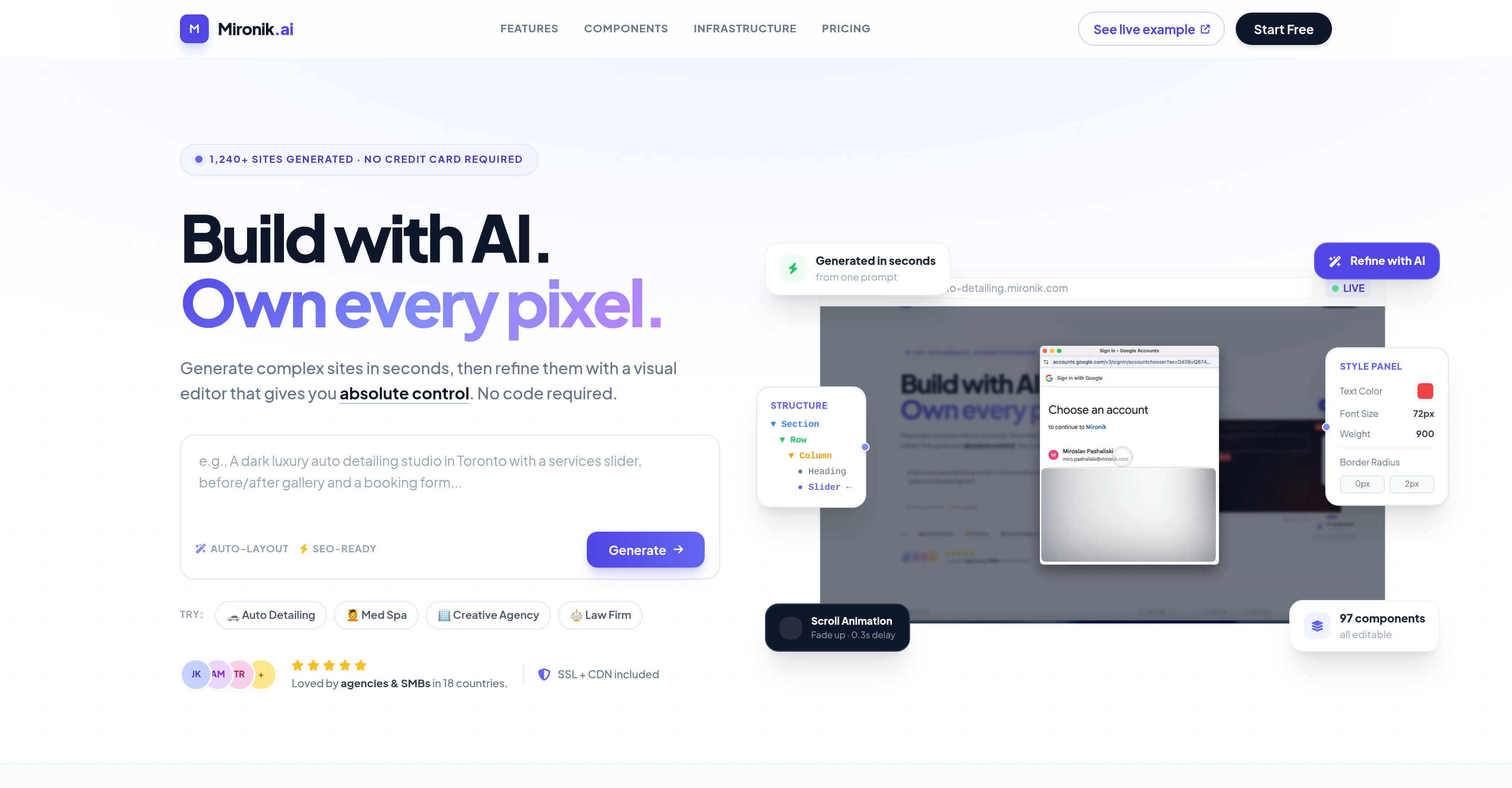 Mironik - Screenshot showing the interface and features of this AI tool