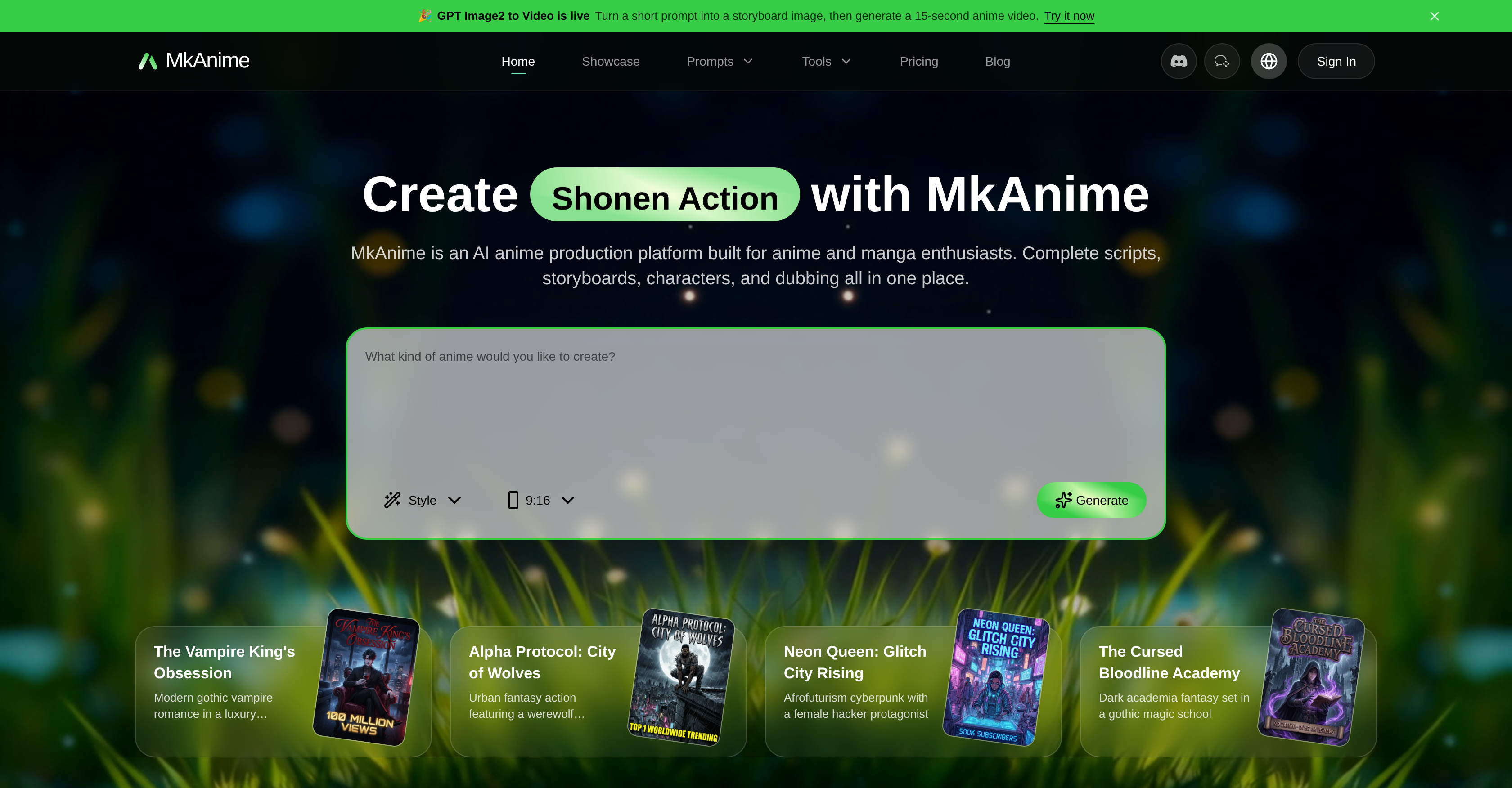 MkAnime AI - Screenshot showing the interface and features of this AI tool