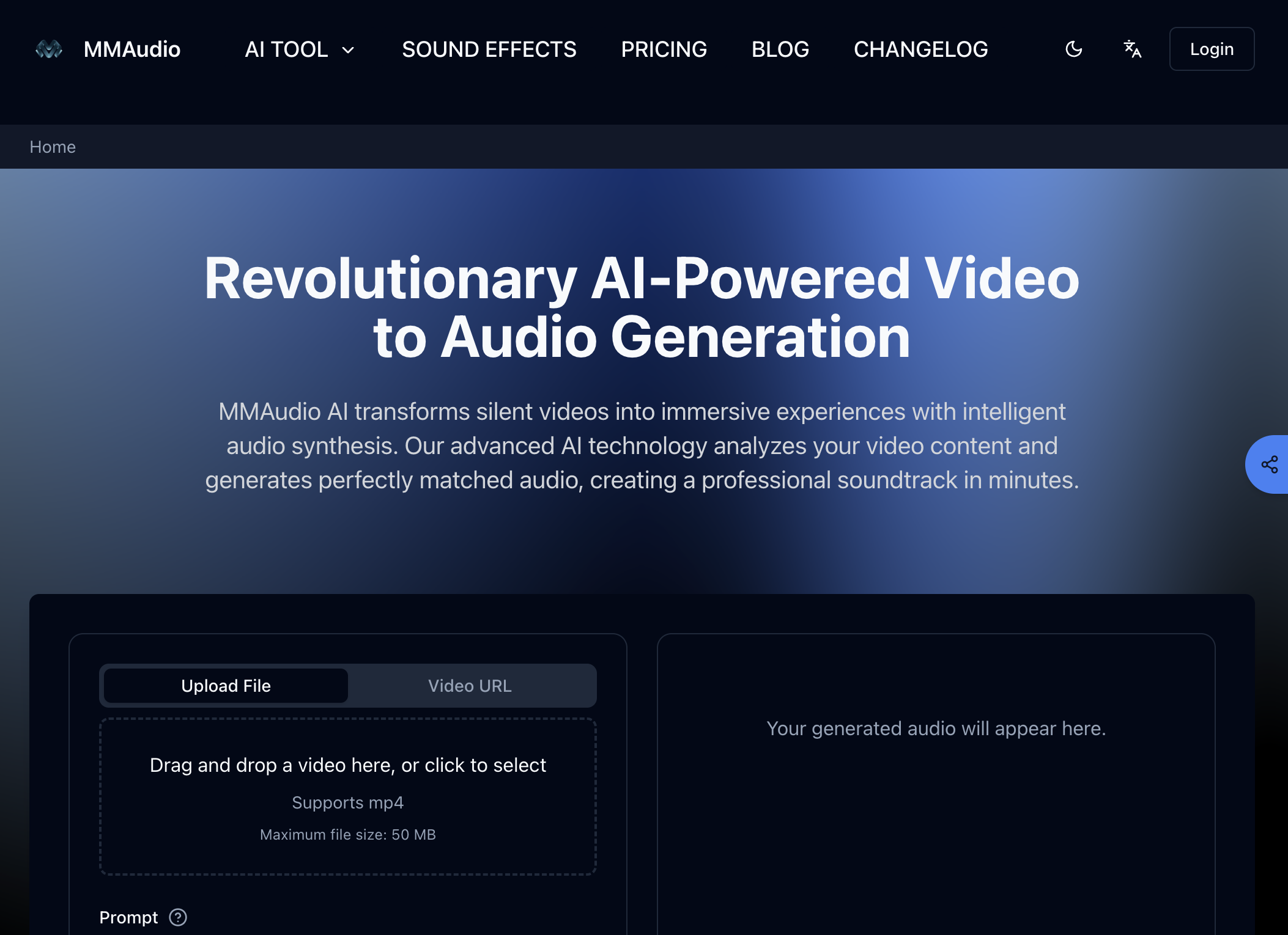 MMAudio - Screenshot showing the interface and features of this AI tool