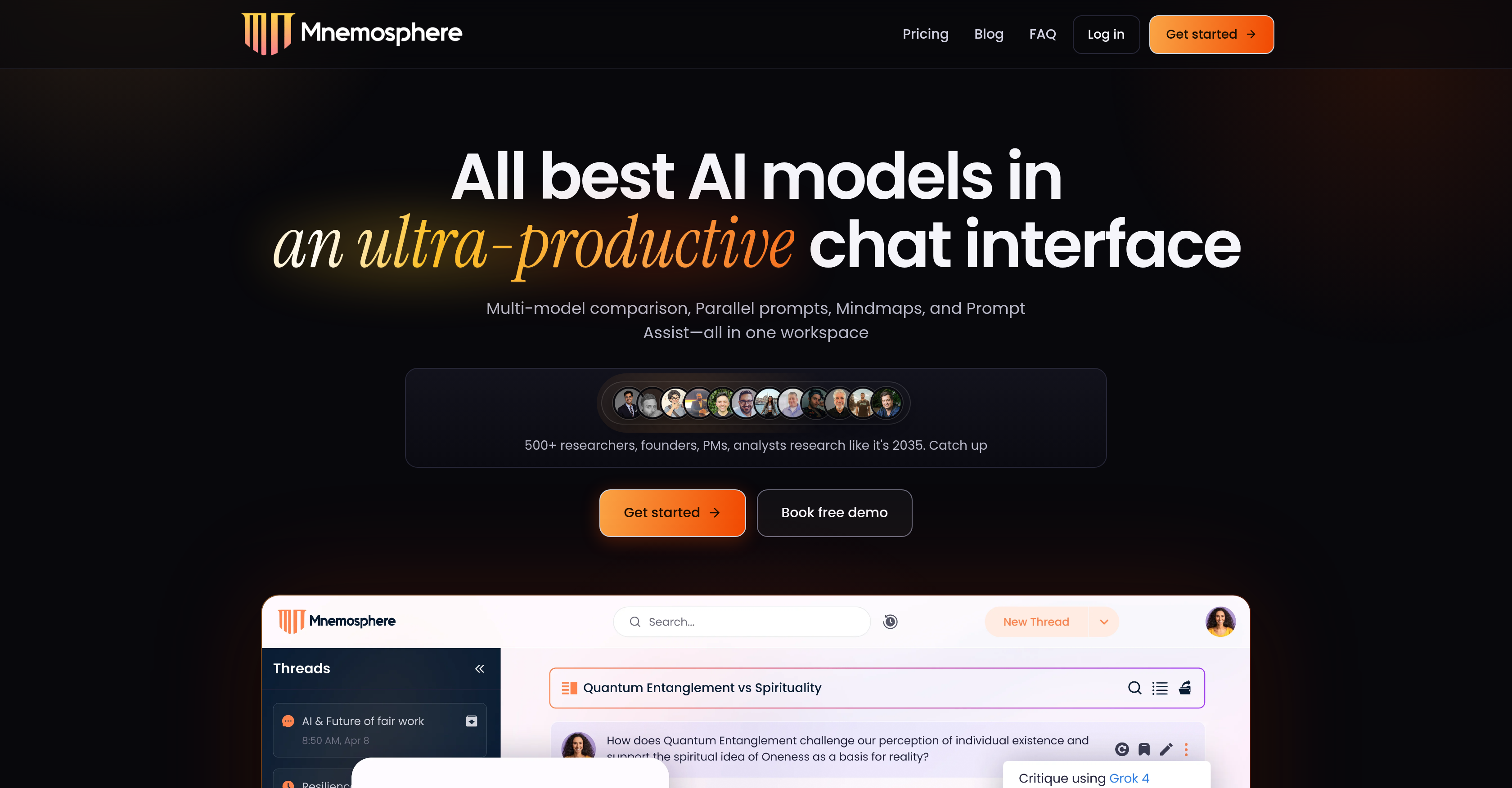 Mnemosphere - Screenshot showing the interface and features of this AI tool