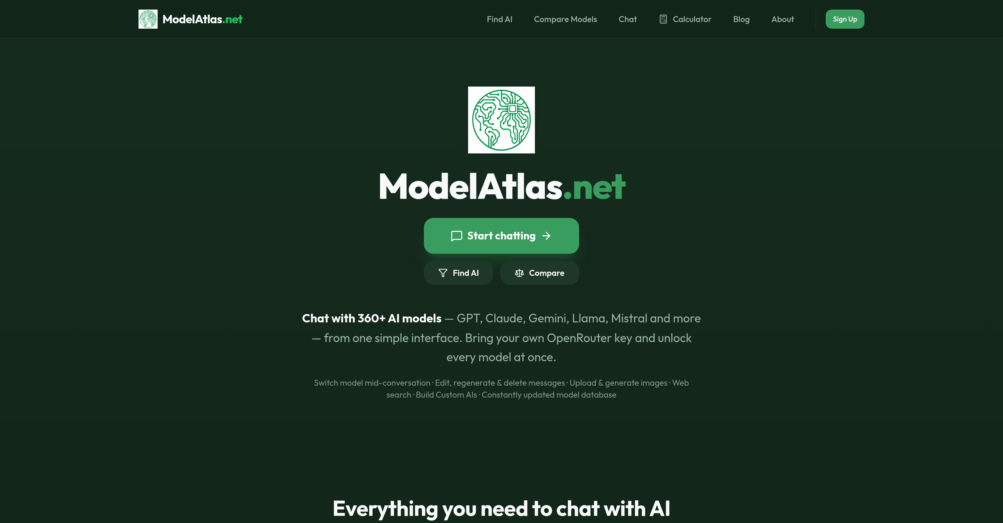 ModelAtlas - Screenshot showing the interface and features of this AI tool