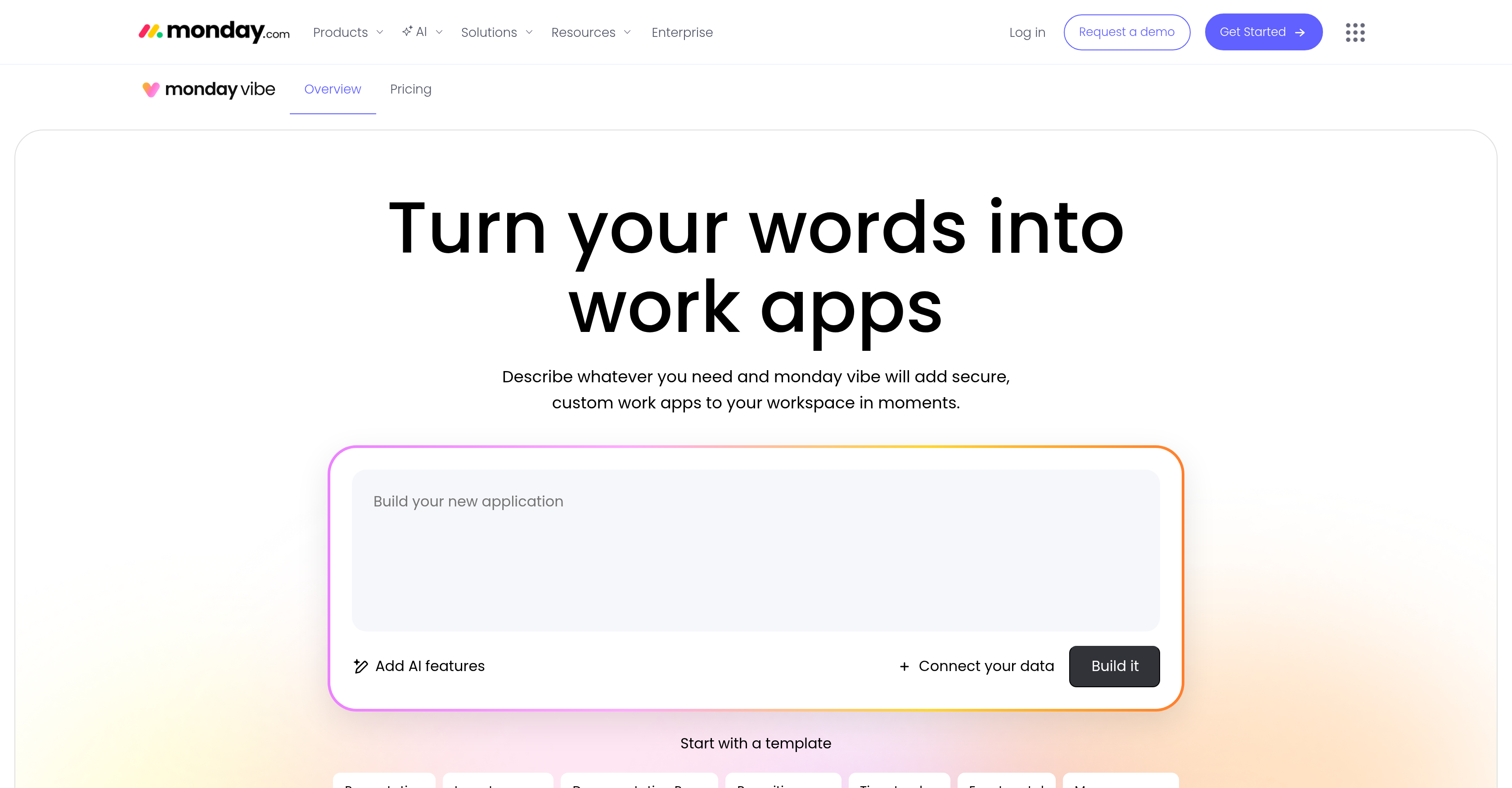 Monday Vibe - Screenshot showing the interface and features of this AI tool