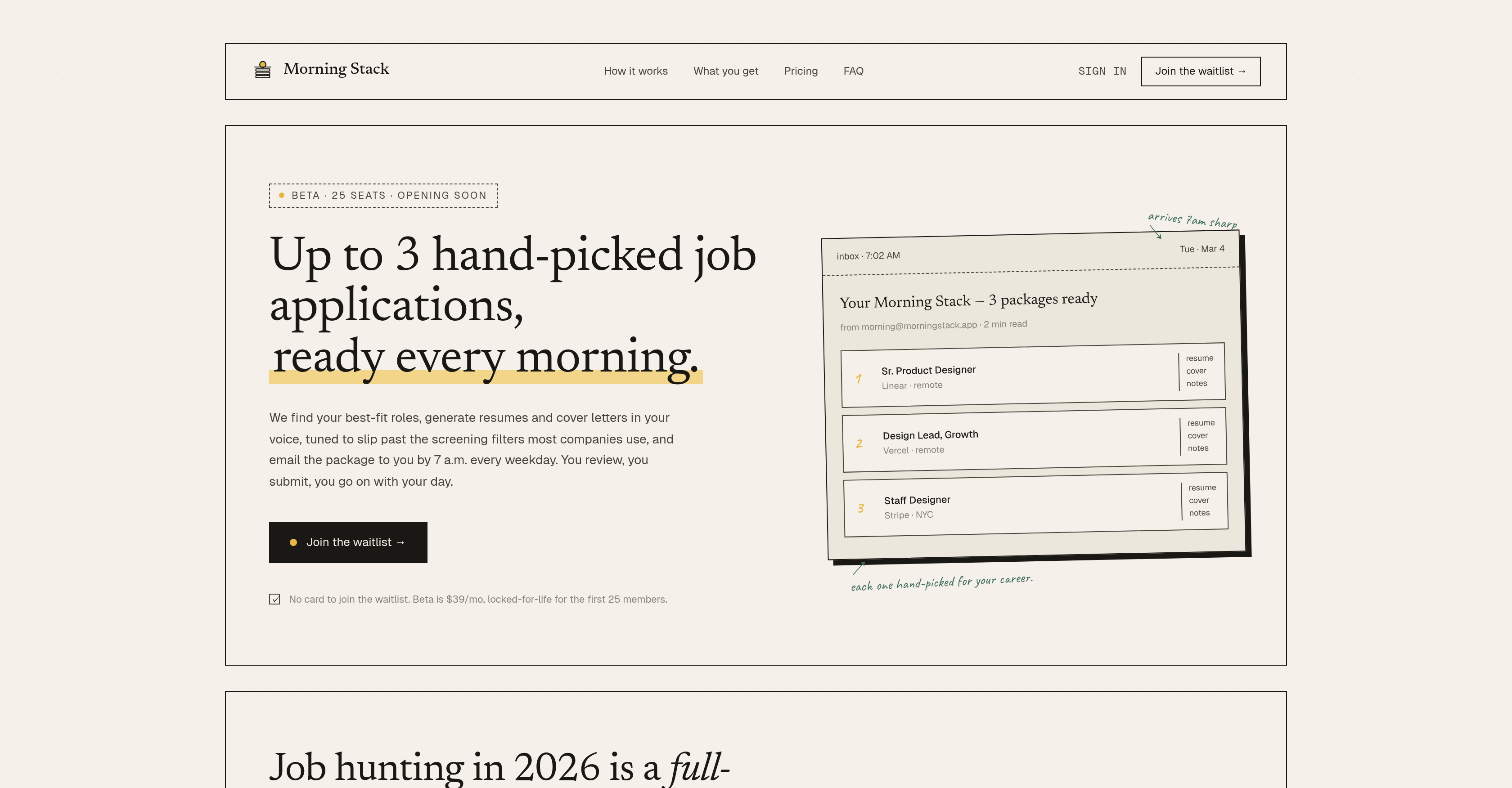 Morning Stack - Screenshot showing the interface and features of this AI tool