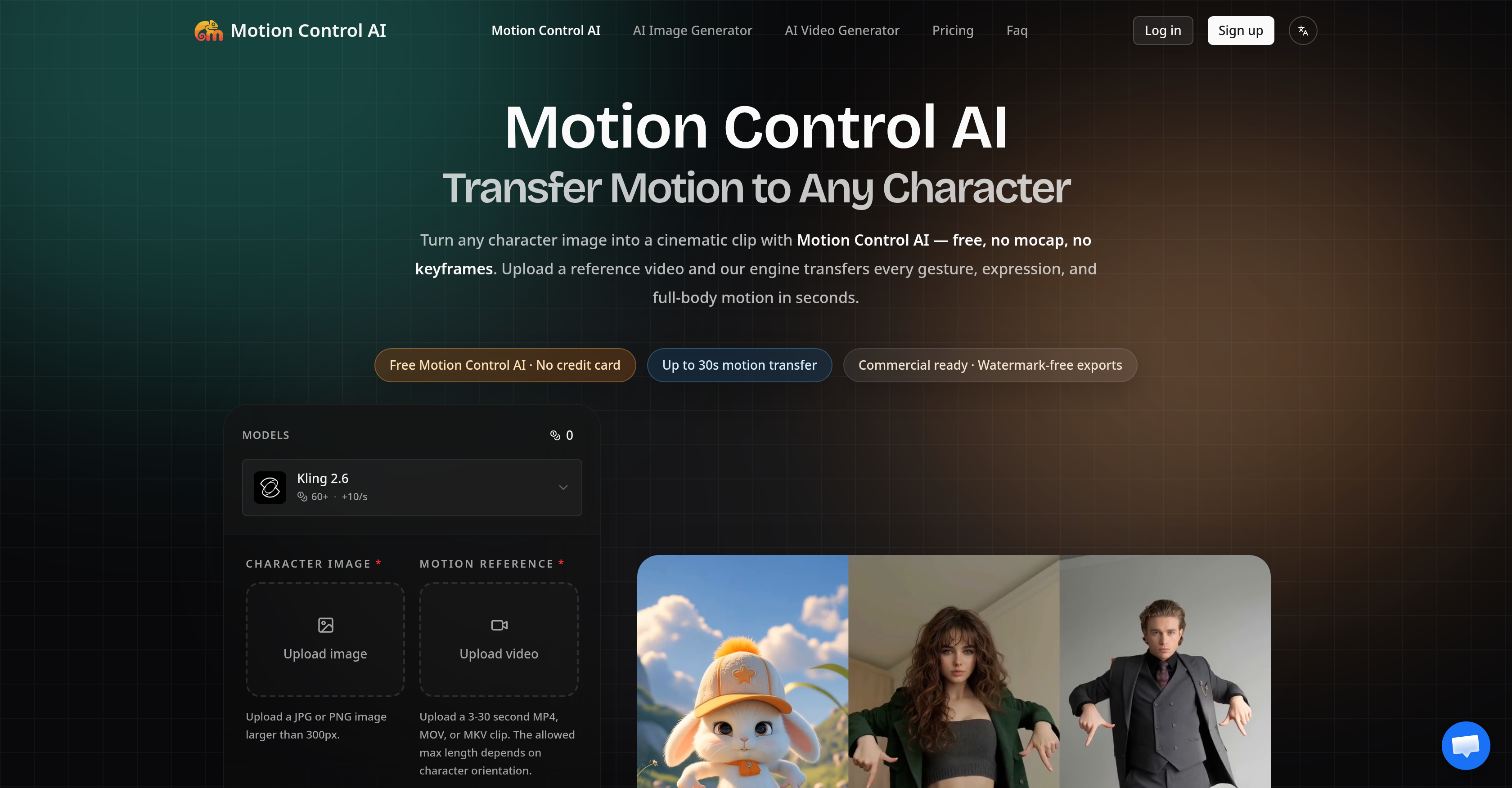 Motion Control AI - Screenshot showing the interface and features of this AI tool