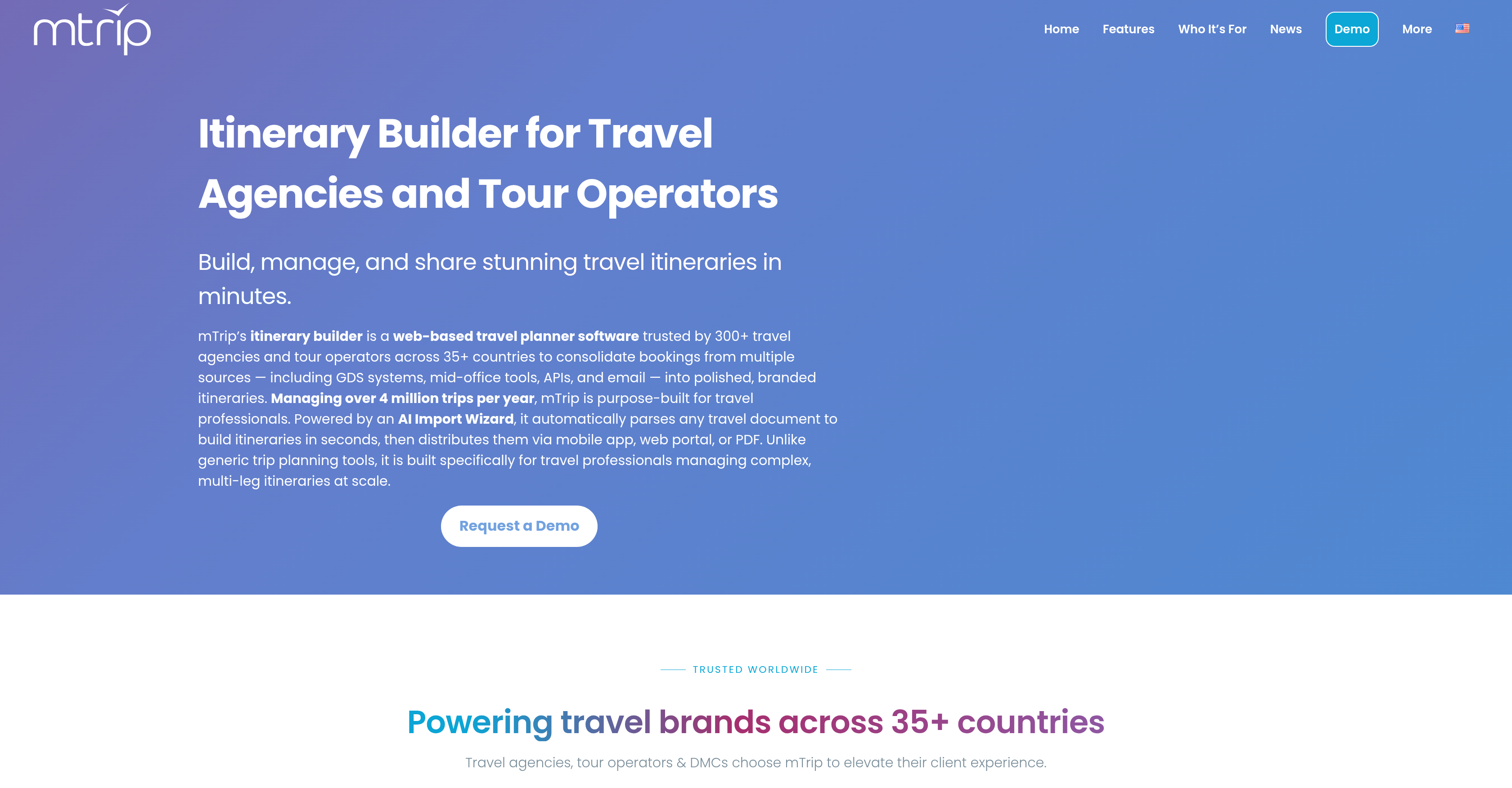 mTrip Itinerary Builder - Screenshot showing the interface and features of this AI tool