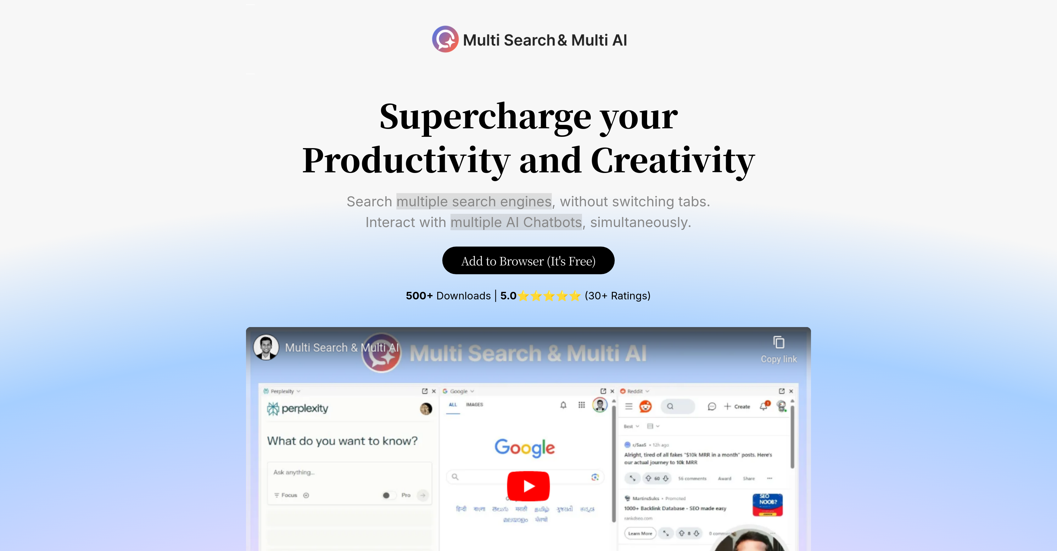 Multi Search & Multi AI - Screenshot showing the interface and features of this AI tool