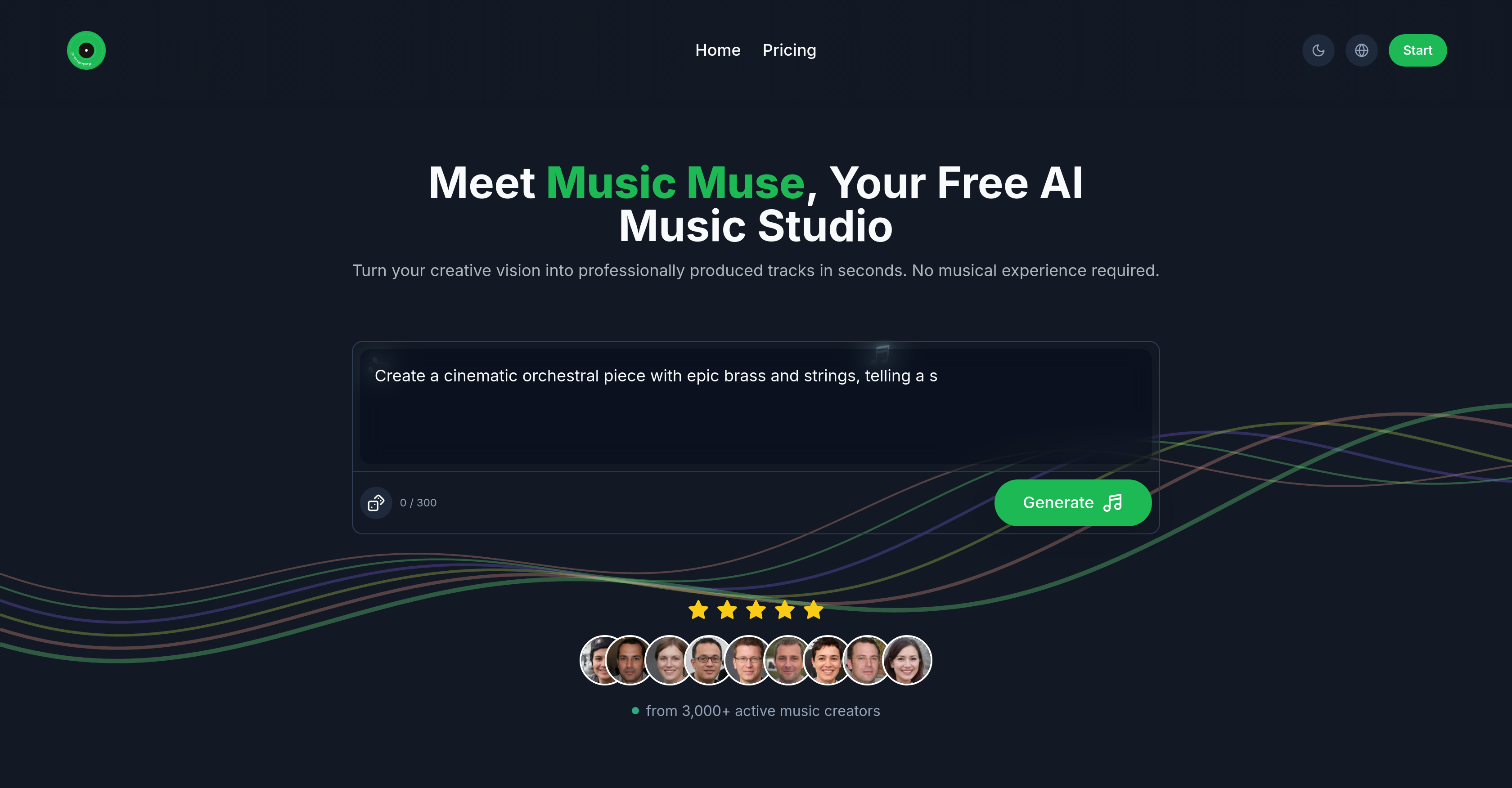 Music Muse - Screenshot showing the interface and features of this AI tool