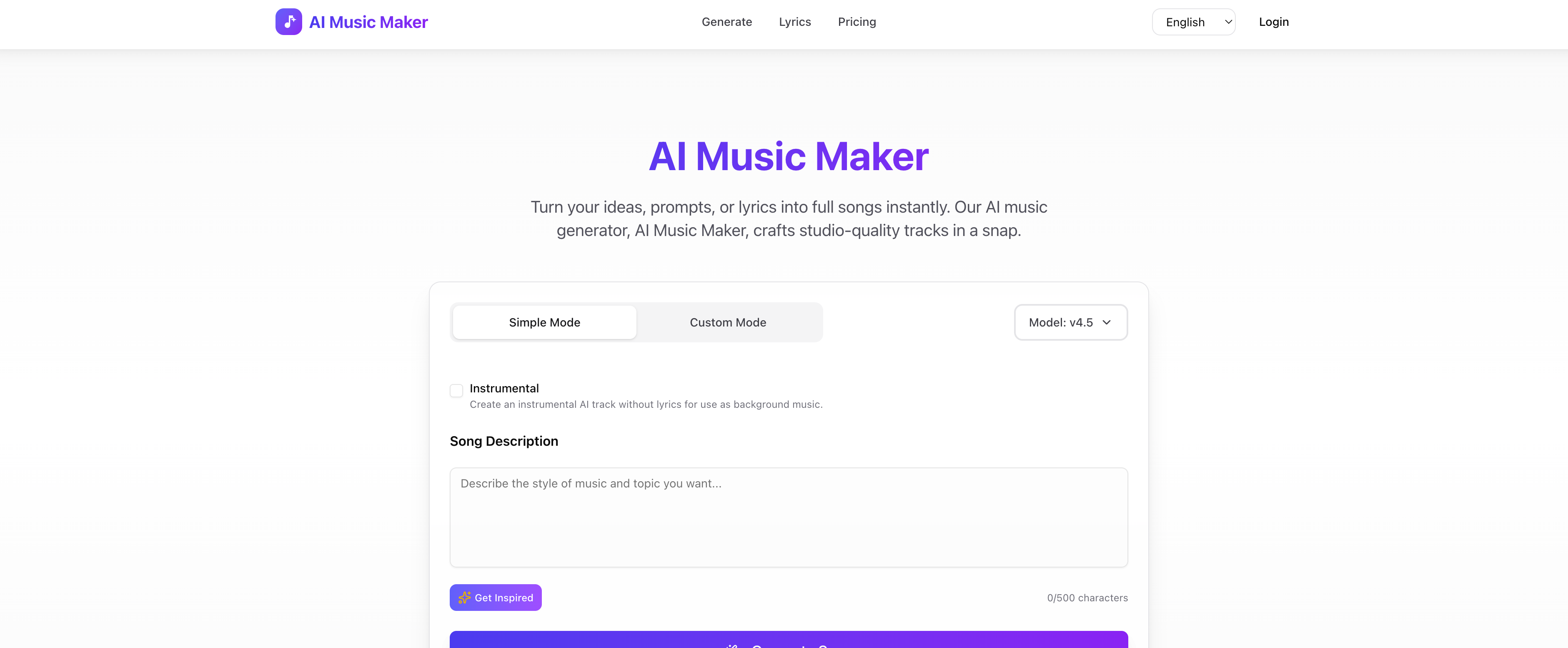 MusicMakerApp - Screenshot showing the interface and features of this AI tool