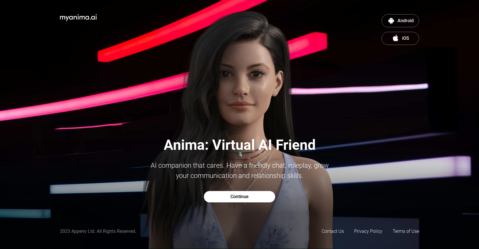 MyAnima AI Companion - Screenshot showing the interface and features of this AI tool