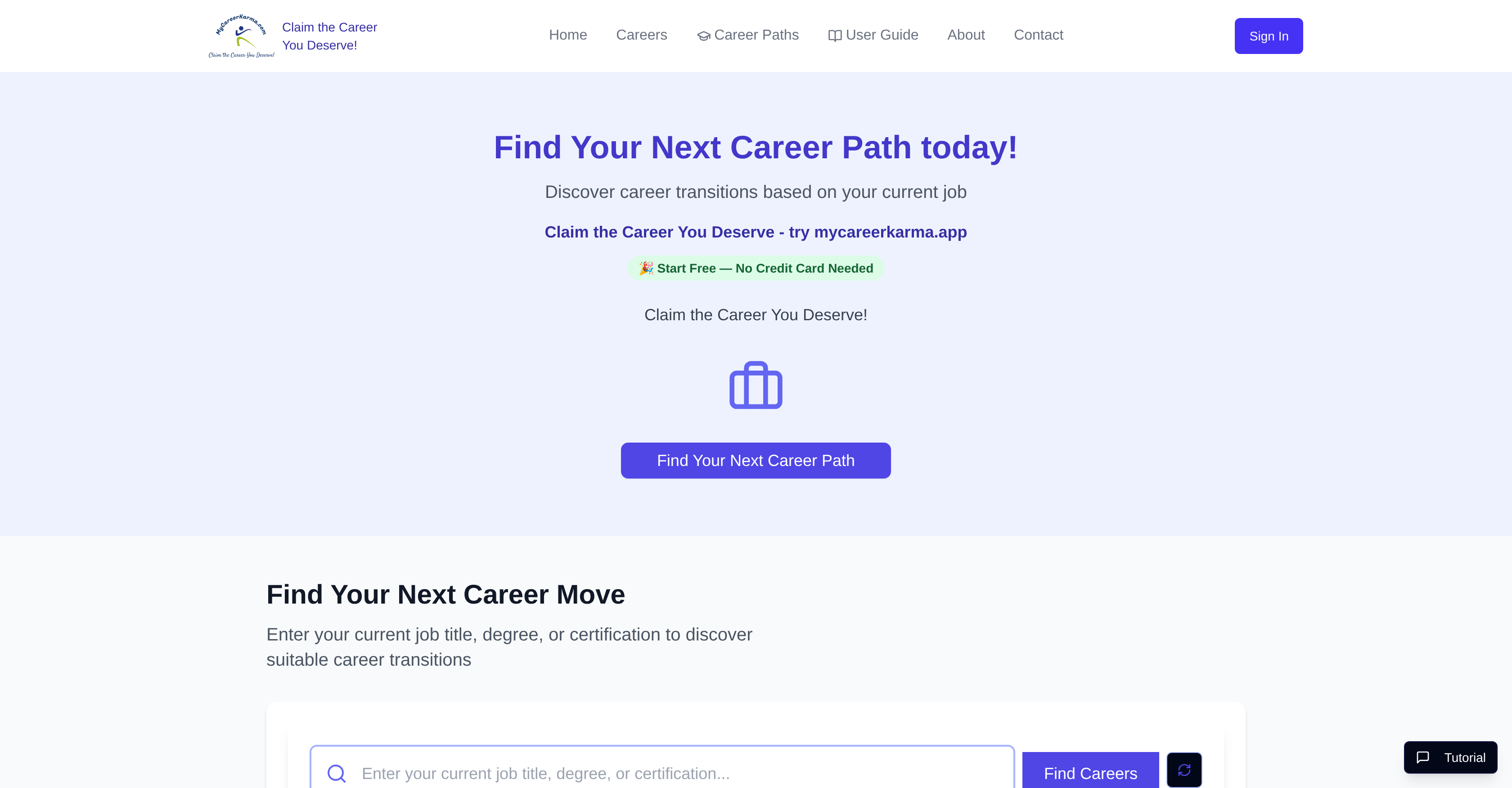 MyCareerKarma - Screenshot showing the interface and features of this AI tool
