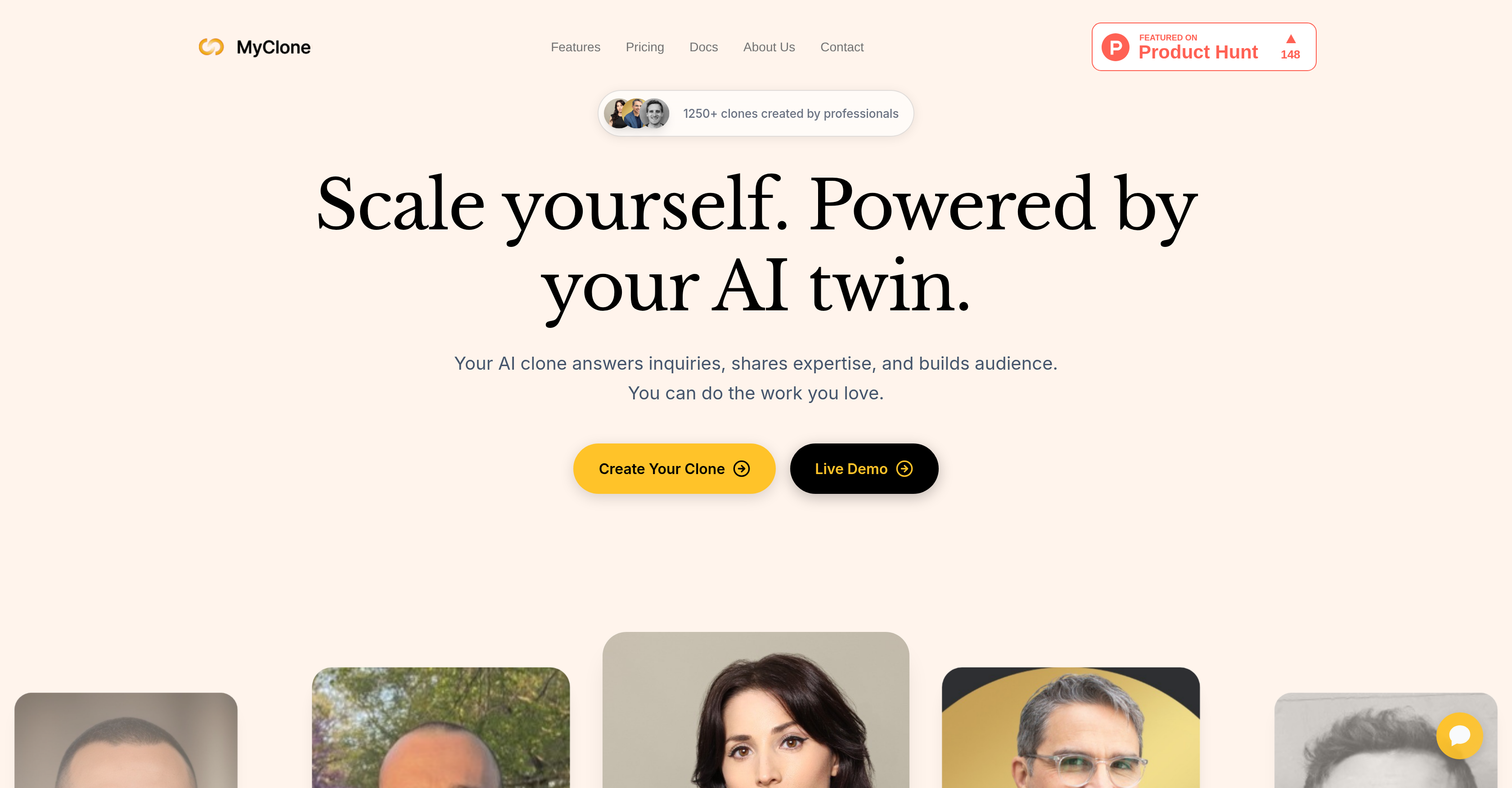 MyClone.is - Screenshot showing the interface and features of this AI tool