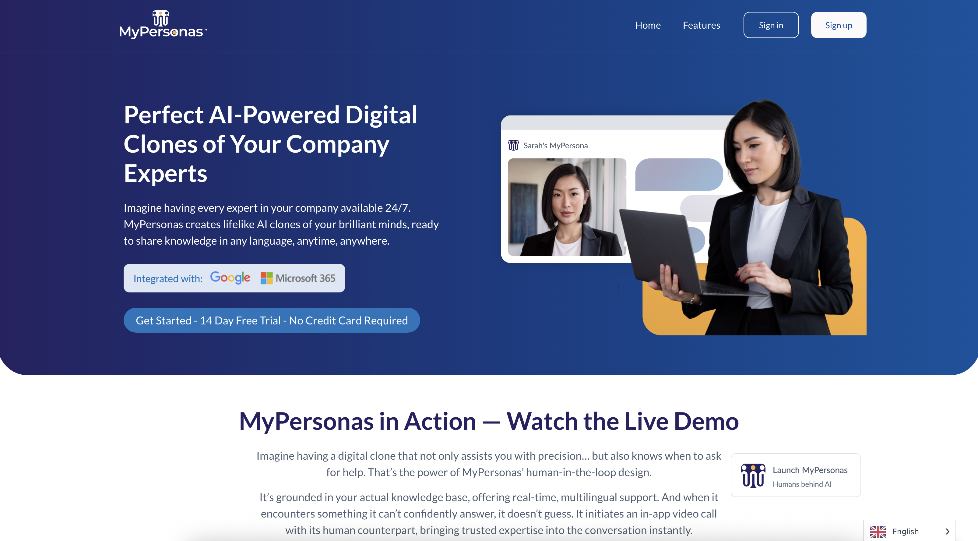 MyPersonas - Screenshot showing the interface and features of this AI tool
