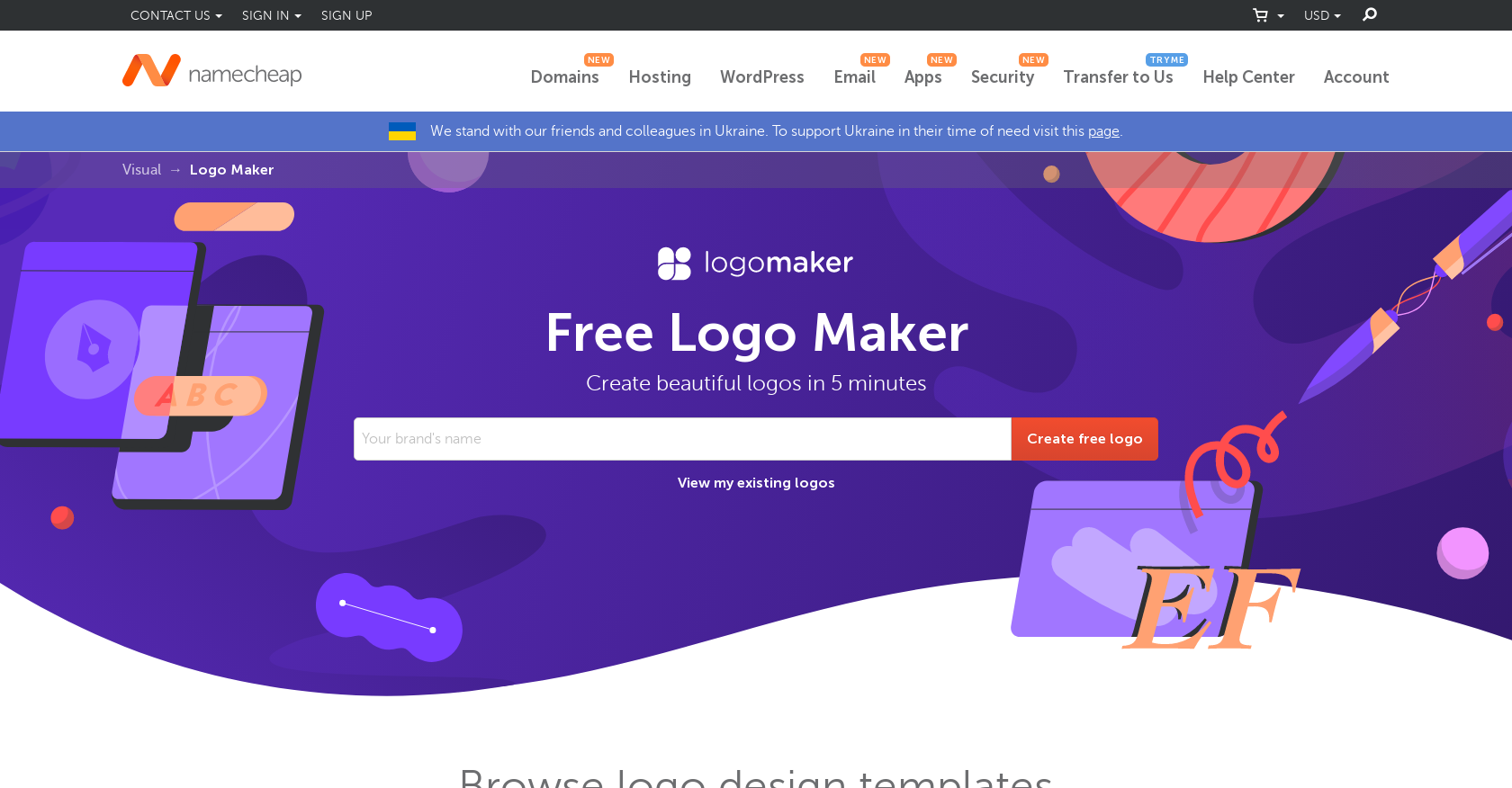 Namecheap Free Logo Maker - Screenshot showing the interface and features of this AI tool