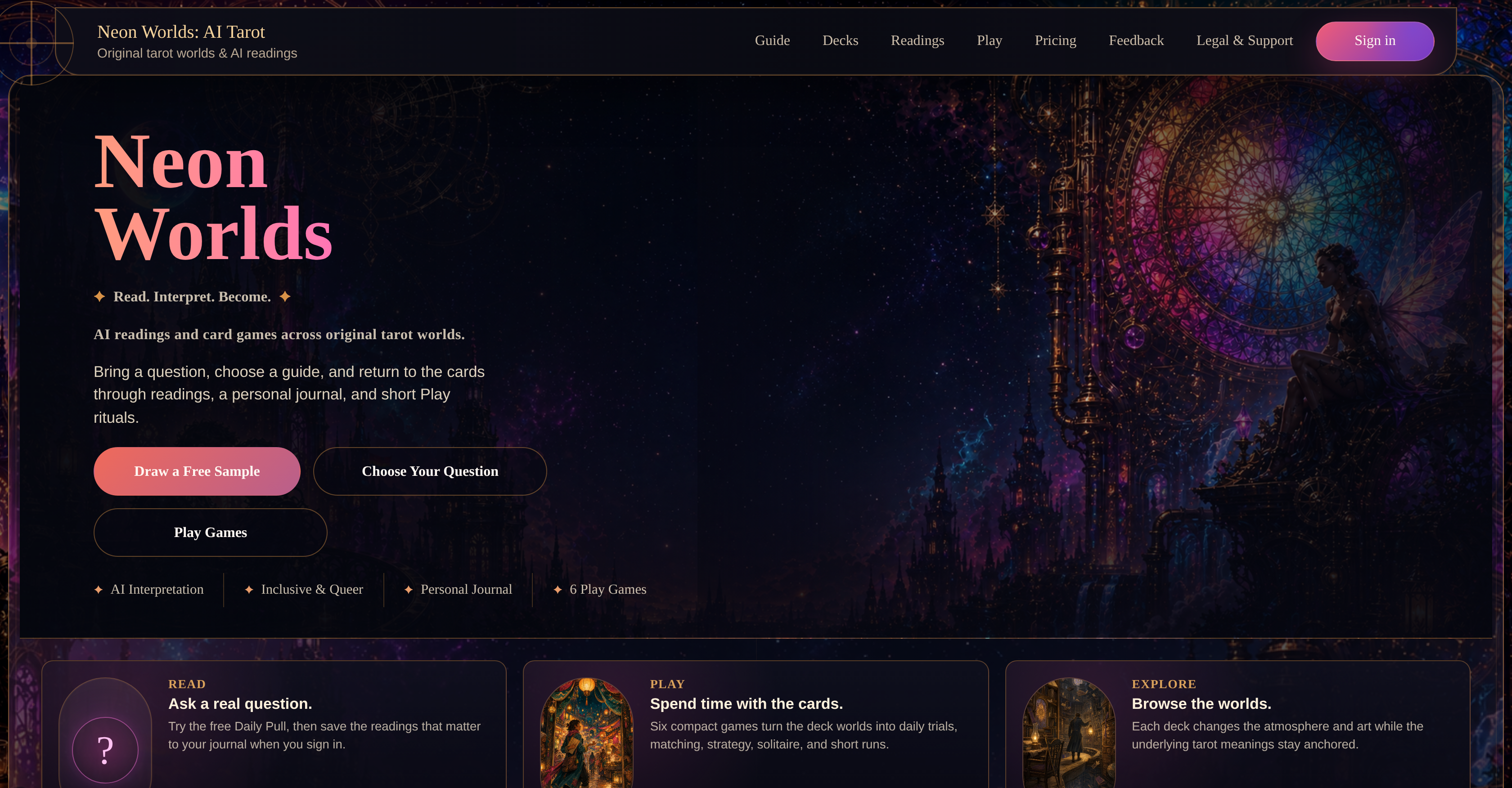 Neon Worlds - Screenshot showing the interface and features of this AI tool