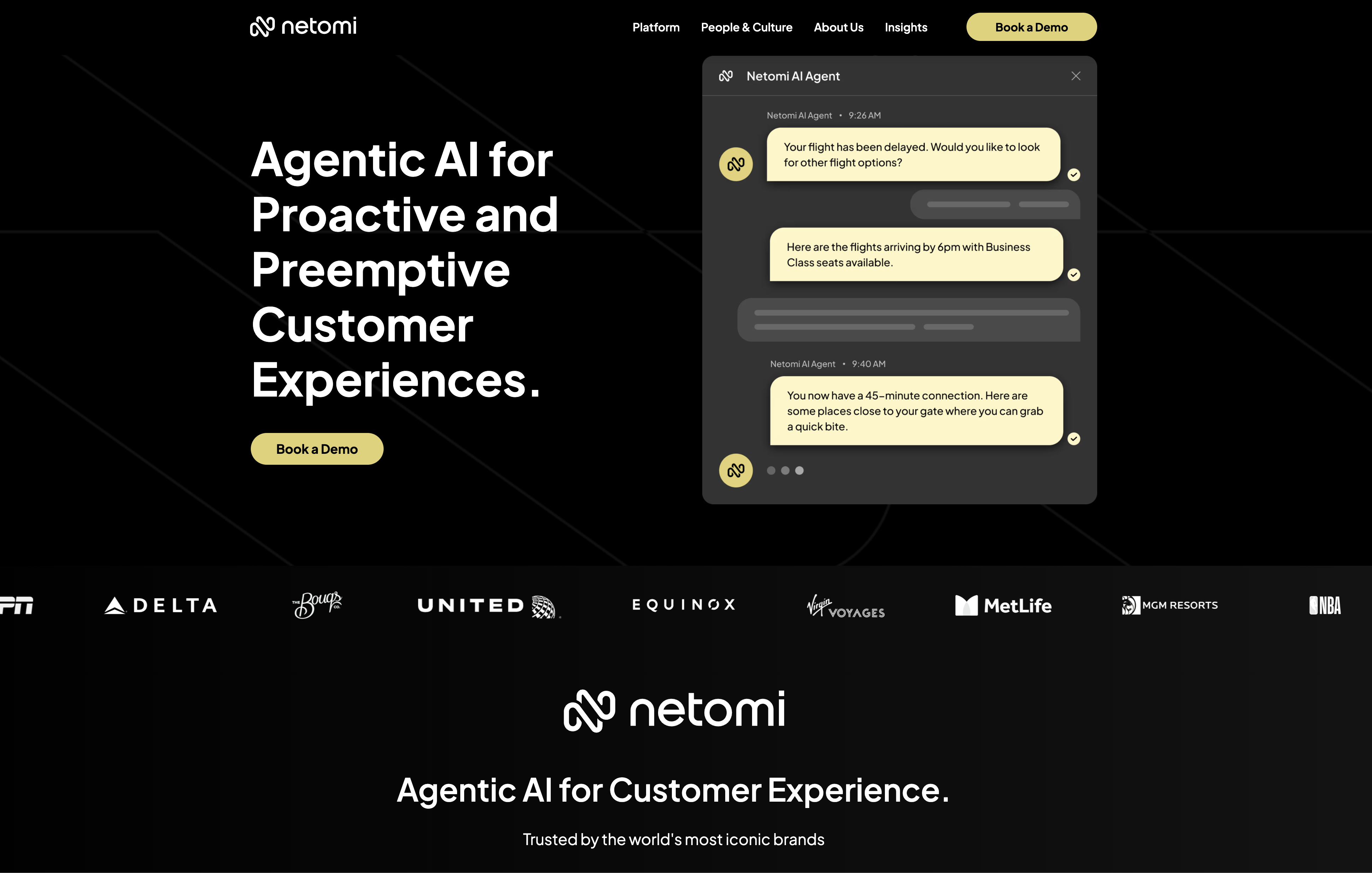 Netomi - Screenshot showing the interface and features of this AI tool